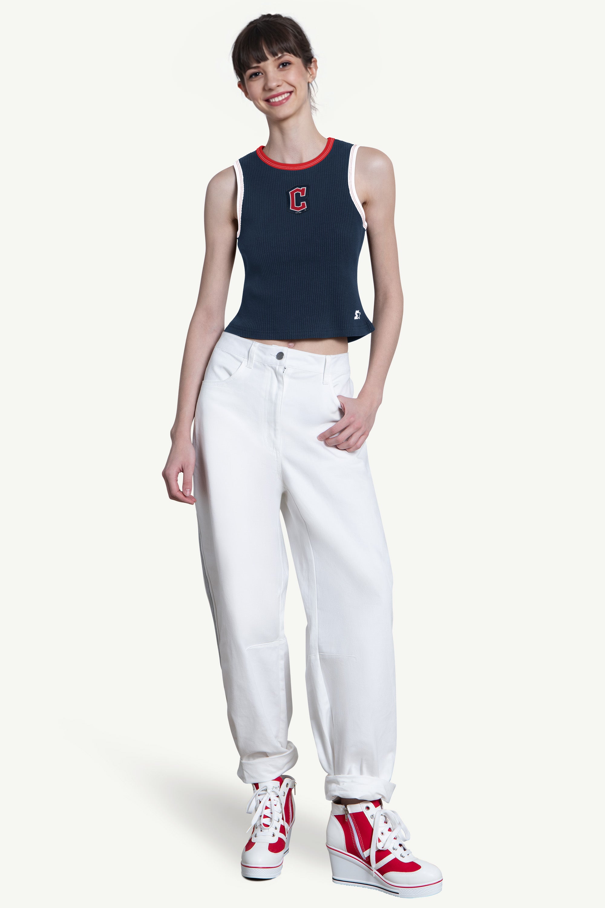 WOMENS CLEVELAND GUARDIANS PLAY THE BALL CROP TANK View 3 | Cleveland Guardians WOMENS CLEVELAND GUARDIANS PLAY THE BALL CROP TANK View 3 | Cleveland Guardians