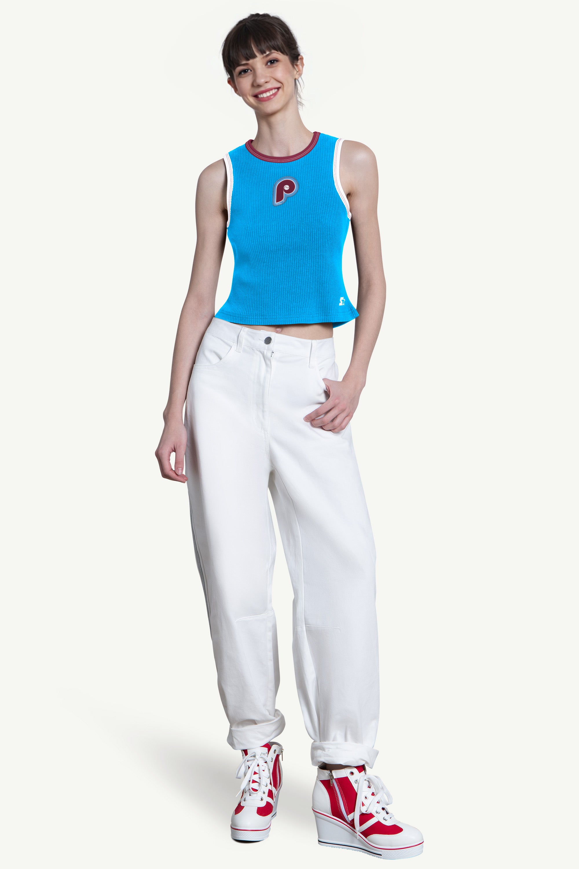 WOMENS PHILADELPHIA PHILLIES PLAY THE BALL CROP TANK View 3 | MLB WOMENS PHILADELPHIA PHILLIES PLAY THE BALL CROP TANK View 3 | MLB