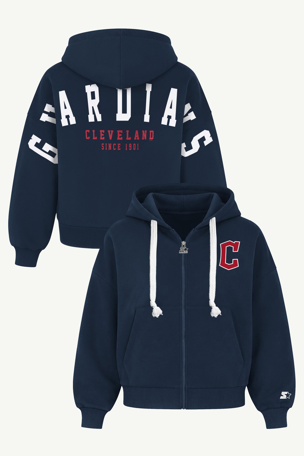 WOMENS CLEVELAND GUARDIANS HAIL MARY ZIP UP View 1 WOMENS CLEVELAND GUARDIANS HAIL MARY ZIP UP View 1