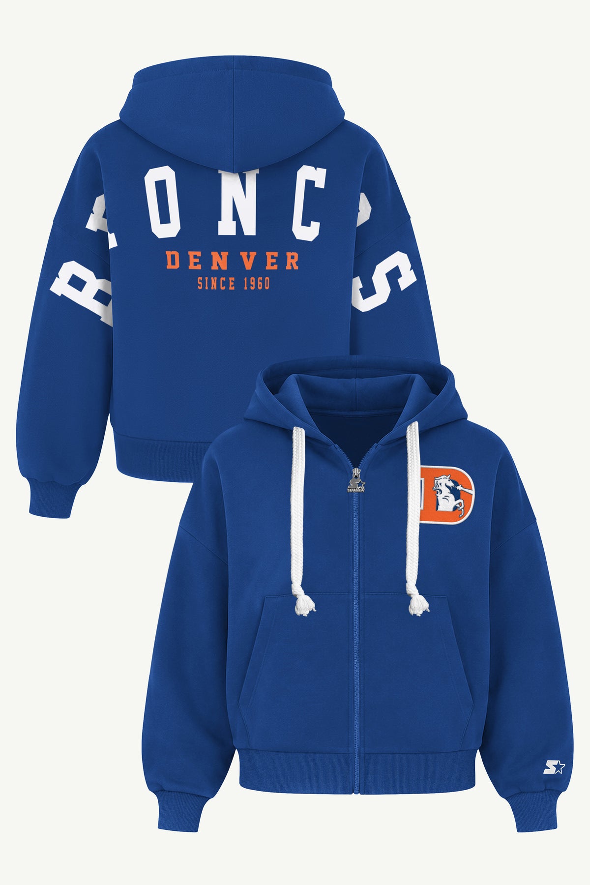WOMENS DENVER BRONCOS RETRO HAIL MARY ZIP UP View 1 WOMENS DENVER BRONCOS RETRO HAIL MARY ZIP UP View 1