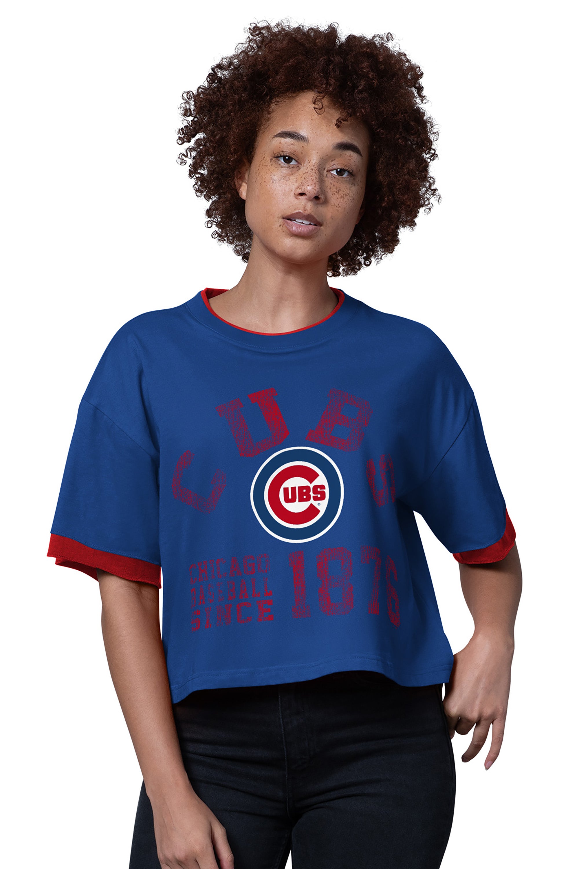 WOMENS CHICAGO CUBS CROPPED T SHIRT View 1 | Chicago Cubs WOMENS CHICAGO CUBS CROPPED T SHIRT View 1 | Chicago Cubs