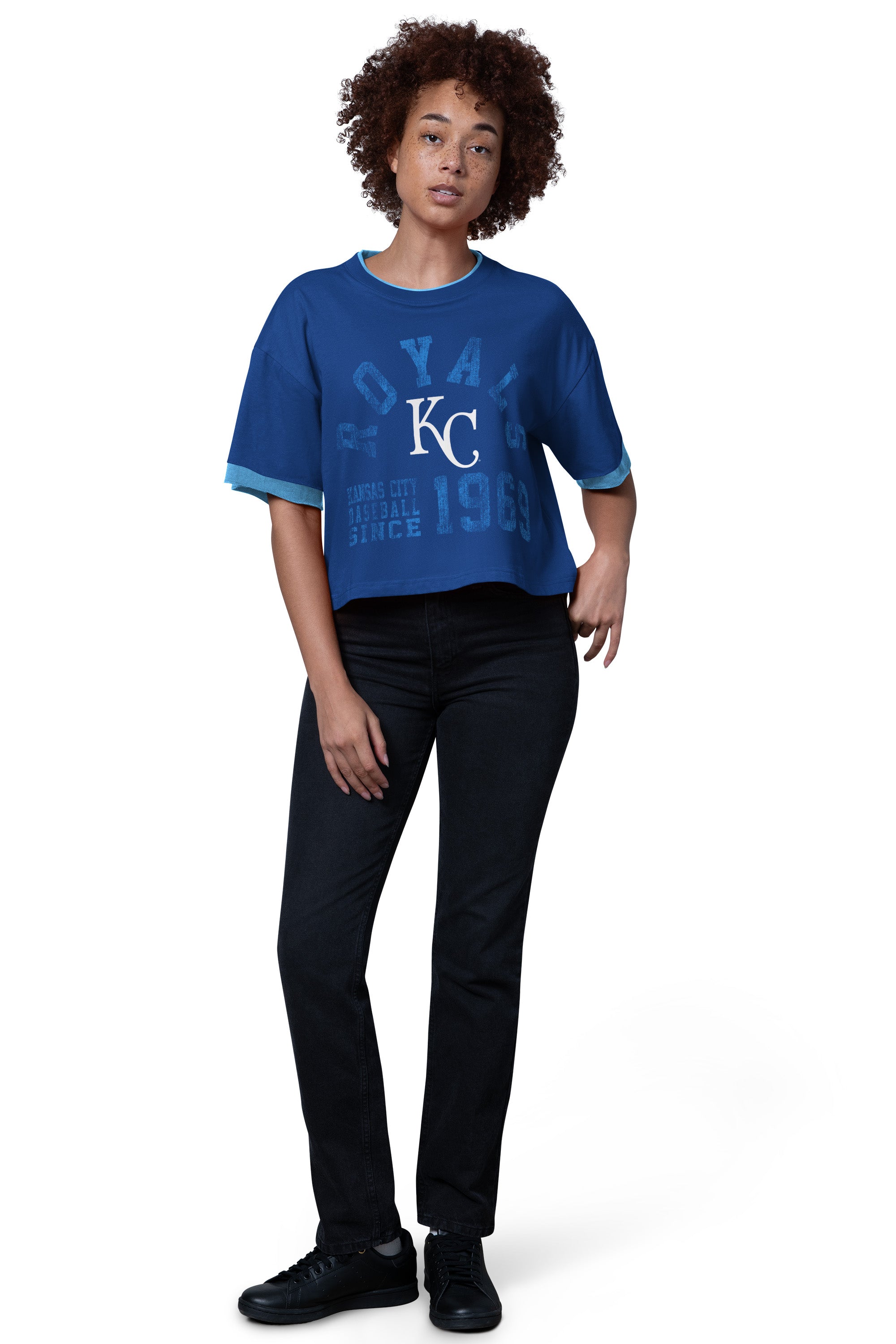 WOMENS KANSAS CITY ROYALS CROPPED T SHIRT View 3 | MLB WOMENS KANSAS CITY ROYALS CROPPED T SHIRT View 3 | MLB