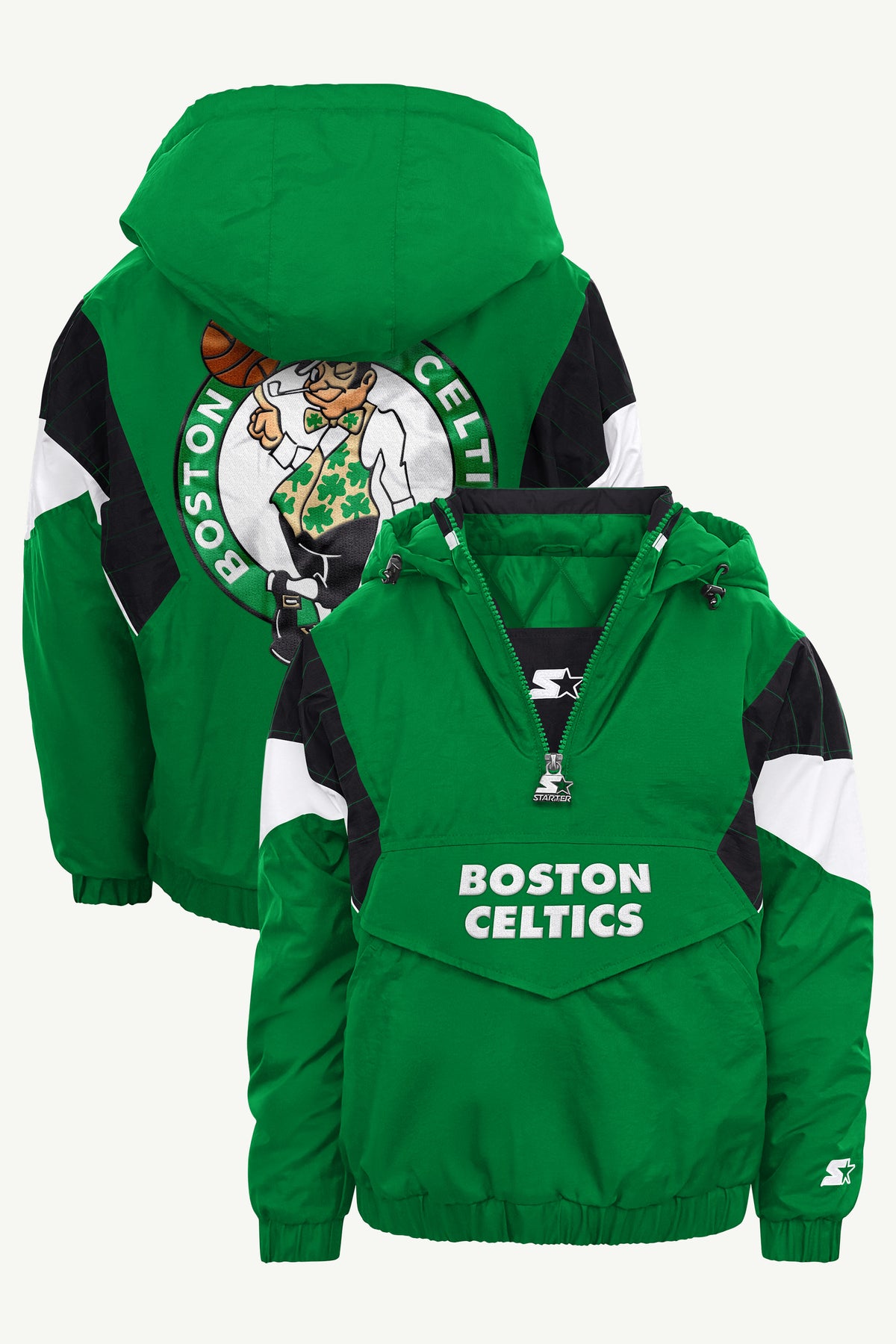 YOUTH BOSTON CELTICS THROWBACK JR HALF ZIP JACKET View 1 YOUTH BOSTON CELTICS THROWBACK JR HALF ZIP JACKET View 1