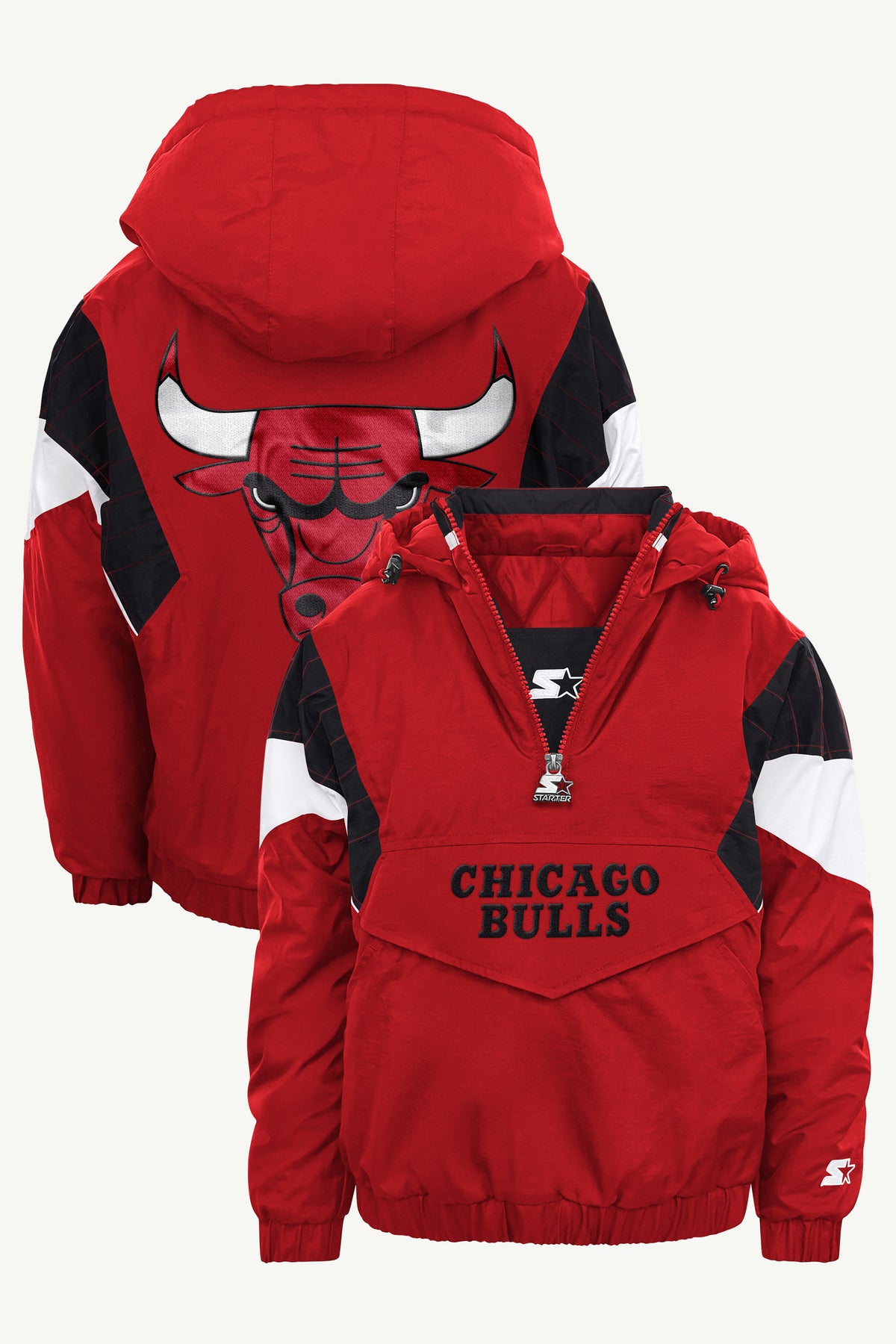 YOUTH CHICAGO BULLS THROWBACK JR HALF ZIP JACKET View 1 YOUTH CHICAGO BULLS THROWBACK JR HALF ZIP JACKET View 1
