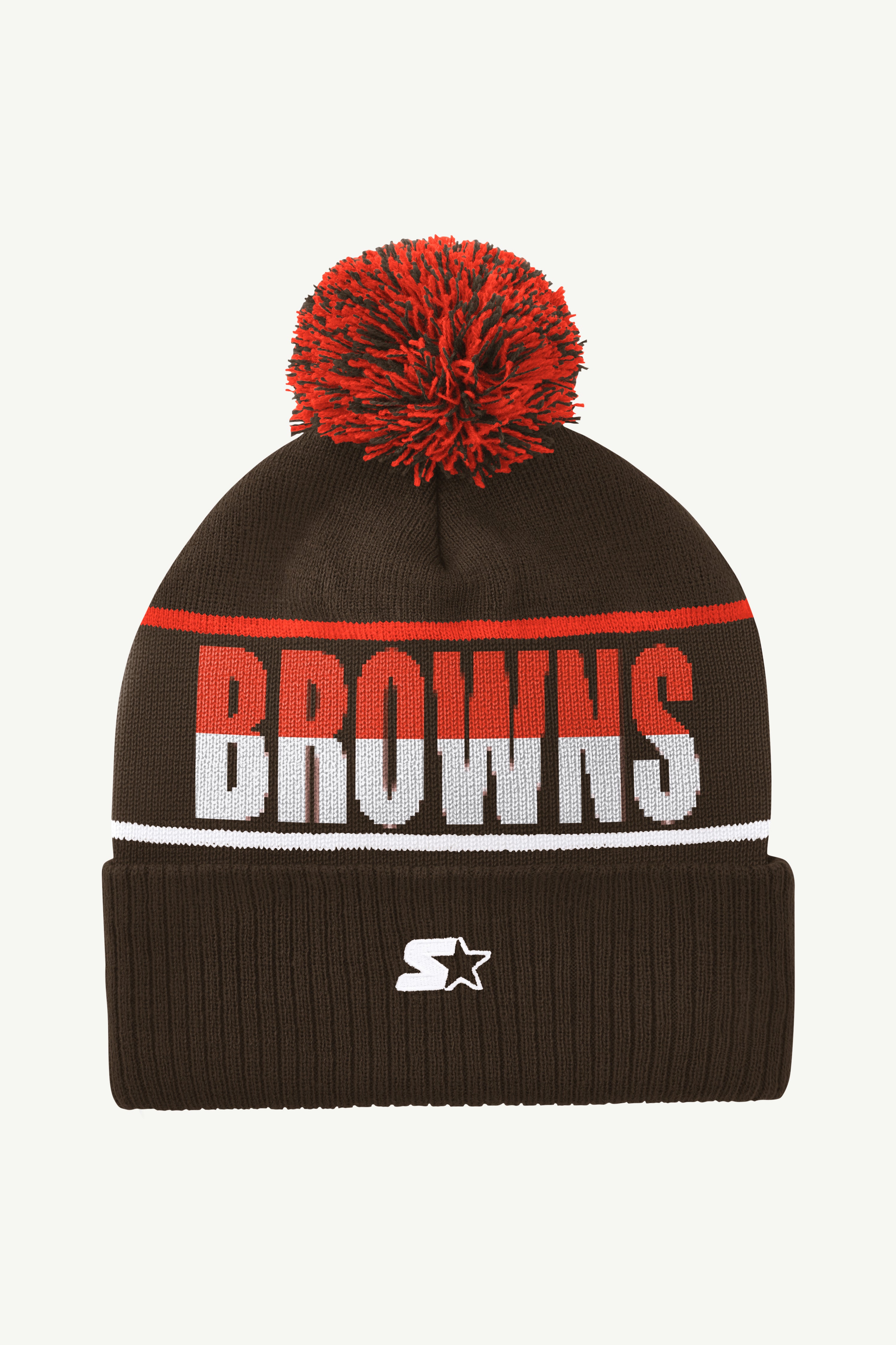 CLEVELAND BROWNS POM CUFFED BEANIE View 2 CLEVELAND BROWNS POM CUFFED BEANIE View 2