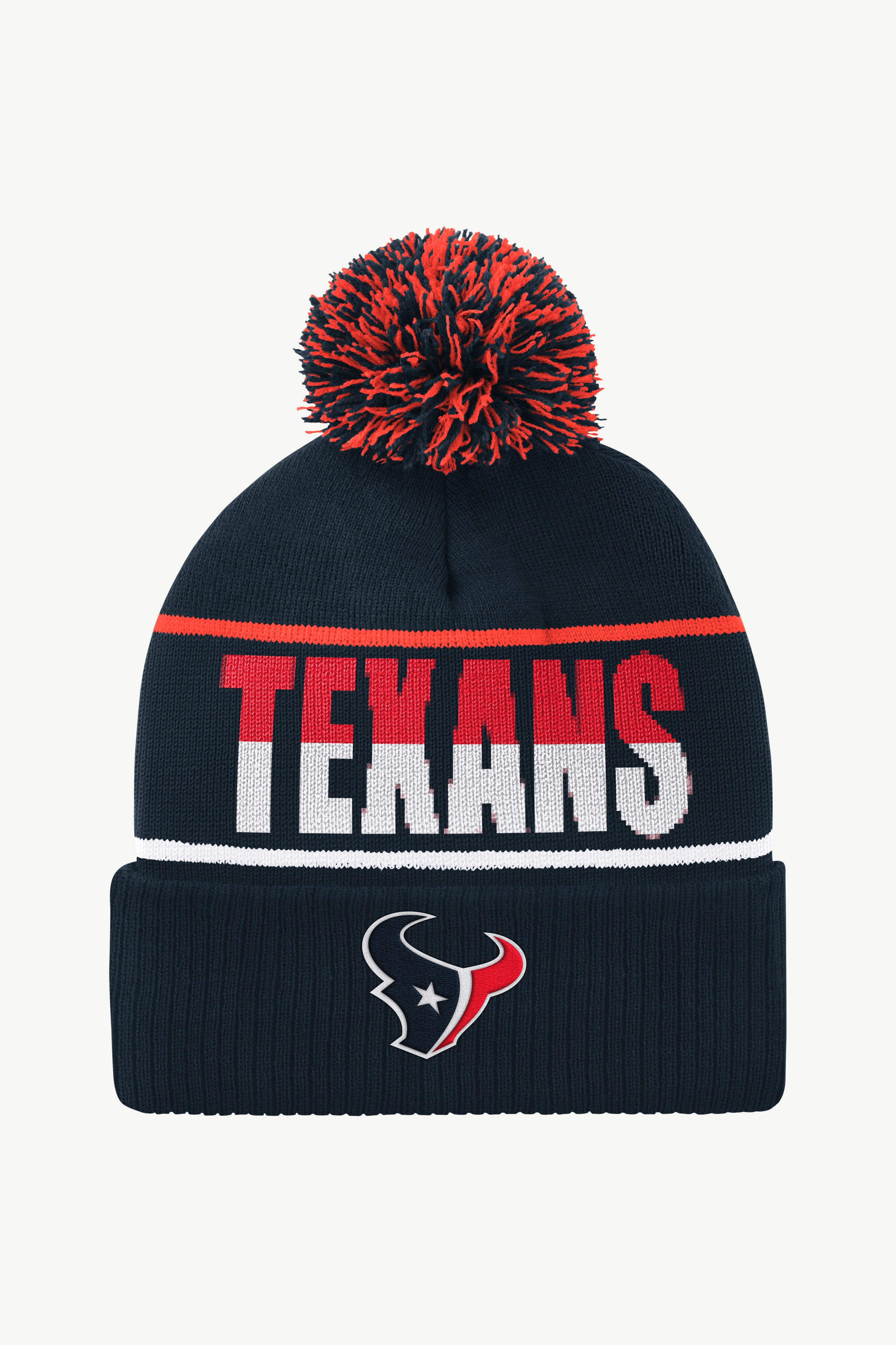 HOUSTON TEXANS POM CUFFED BEANIE View 1 | DTG HOUSTON TEXANS POM CUFFED BEANIE View 1 | DTG