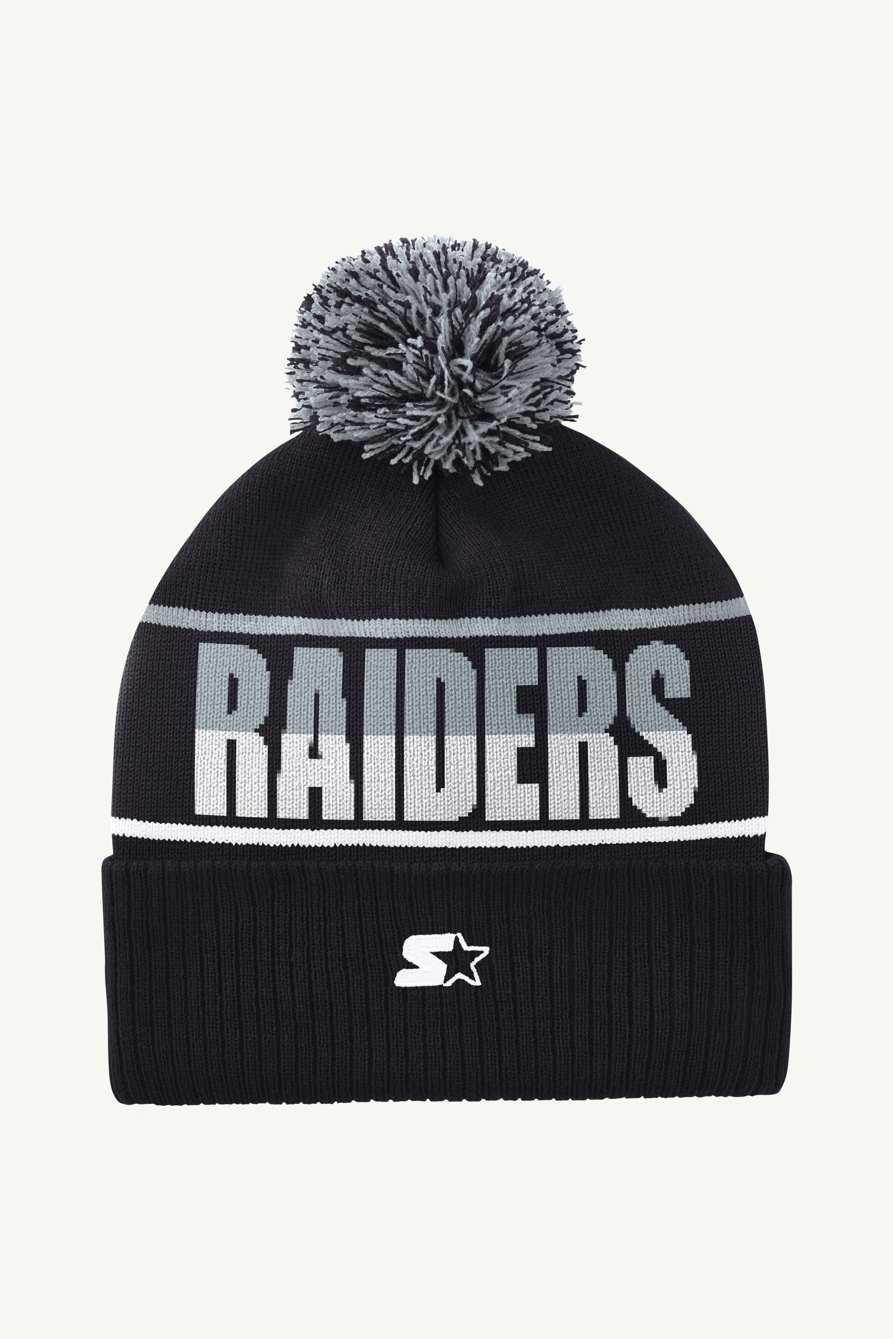 MENS LAS VEGAS RAIDERS POM CUFFED BEANIE View 2 | NFL MENS LAS VEGAS RAIDERS POM CUFFED BEANIE View 2 | NFL