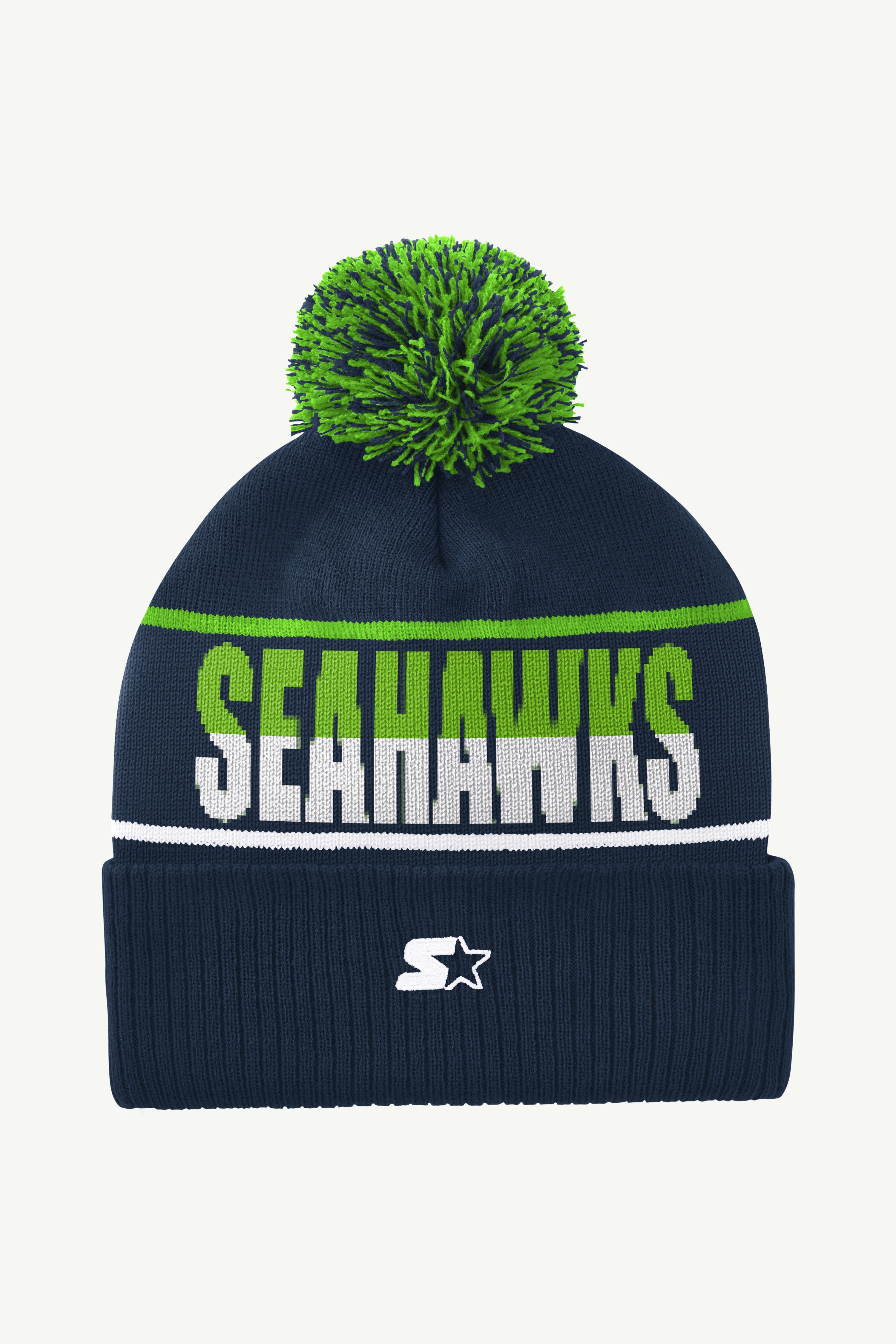 SEATTLE SEAHAWKS POM CUFFED BEANIE View 2 | NFL SEATTLE SEAHAWKS POM CUFFED BEANIE View 2 | NFL
