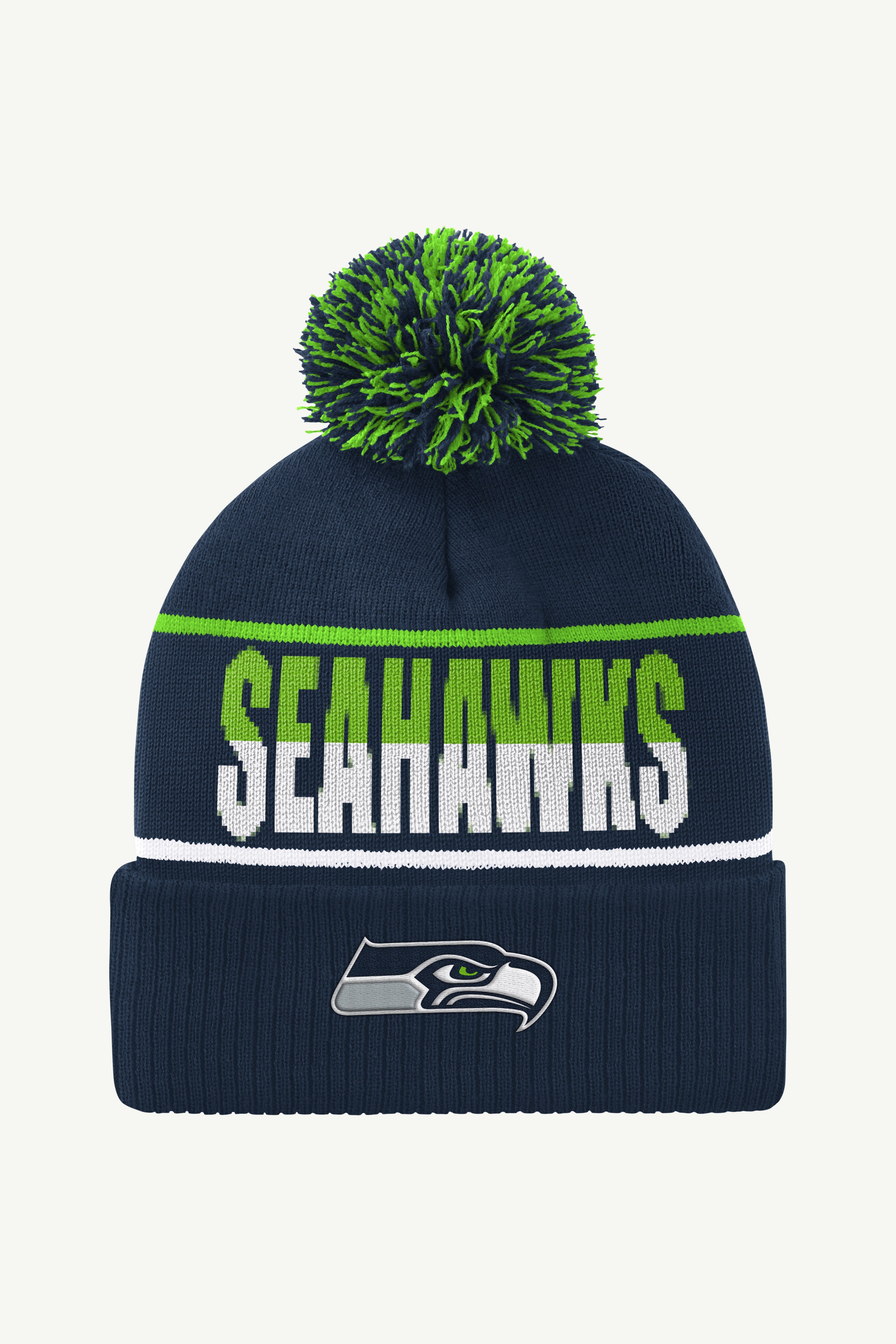 SEATTLE SEAHAWKS POM CUFFED BEANIE View 1 | NFL SEATTLE SEAHAWKS POM CUFFED BEANIE View 1 | NFL