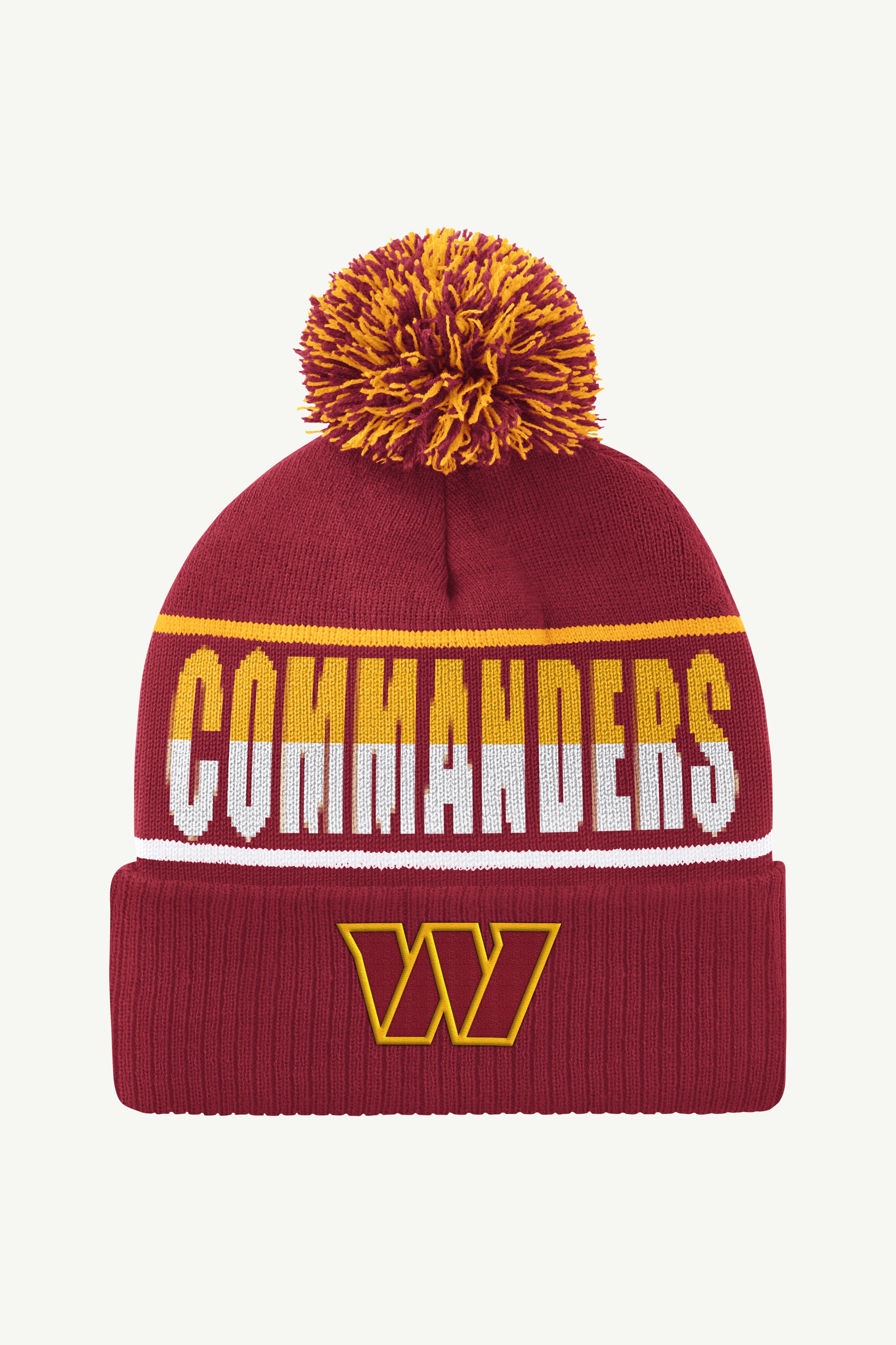 WASHINGTON COMMANDERS POM CUFFED BEANIE View 1 | NFL WASHINGTON COMMANDERS POM CUFFED BEANIE View 1 | NFL