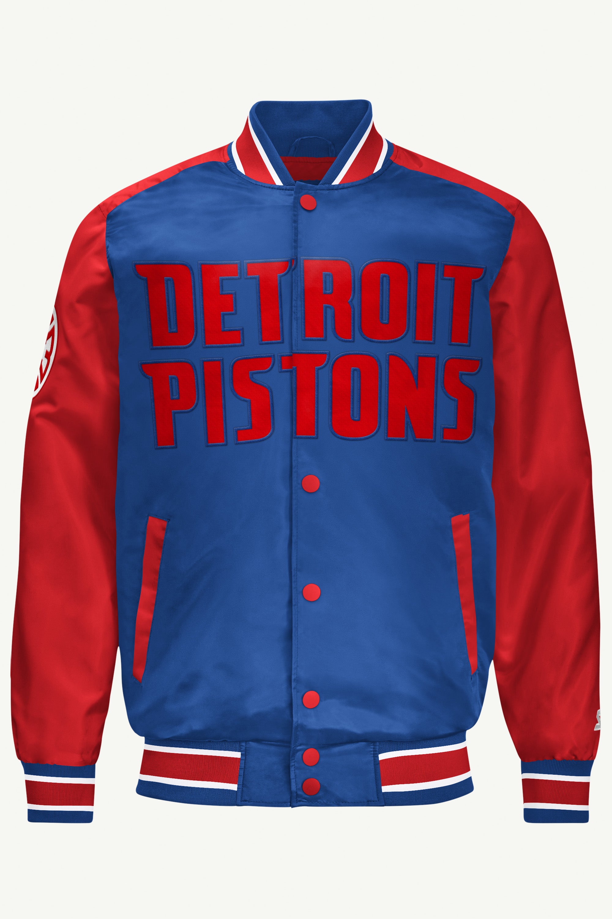 MENS DETROIT PISTONS SATIN VARSITY JACKET View 1 | Detroit Pistons MENS DETROIT PISTONS SATIN VARSITY JACKET View 1 | Detroit Pistons