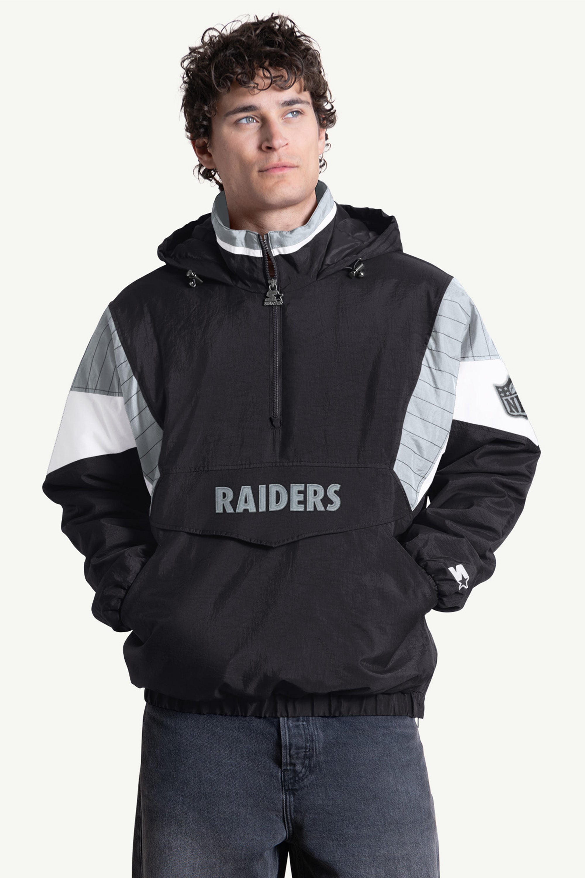 MENS LAS VEGAS RAIDERS CRINKLE POPOVER View 1 | NFL MENS LAS VEGAS RAIDERS CRINKLE POPOVER View 1 | NFL