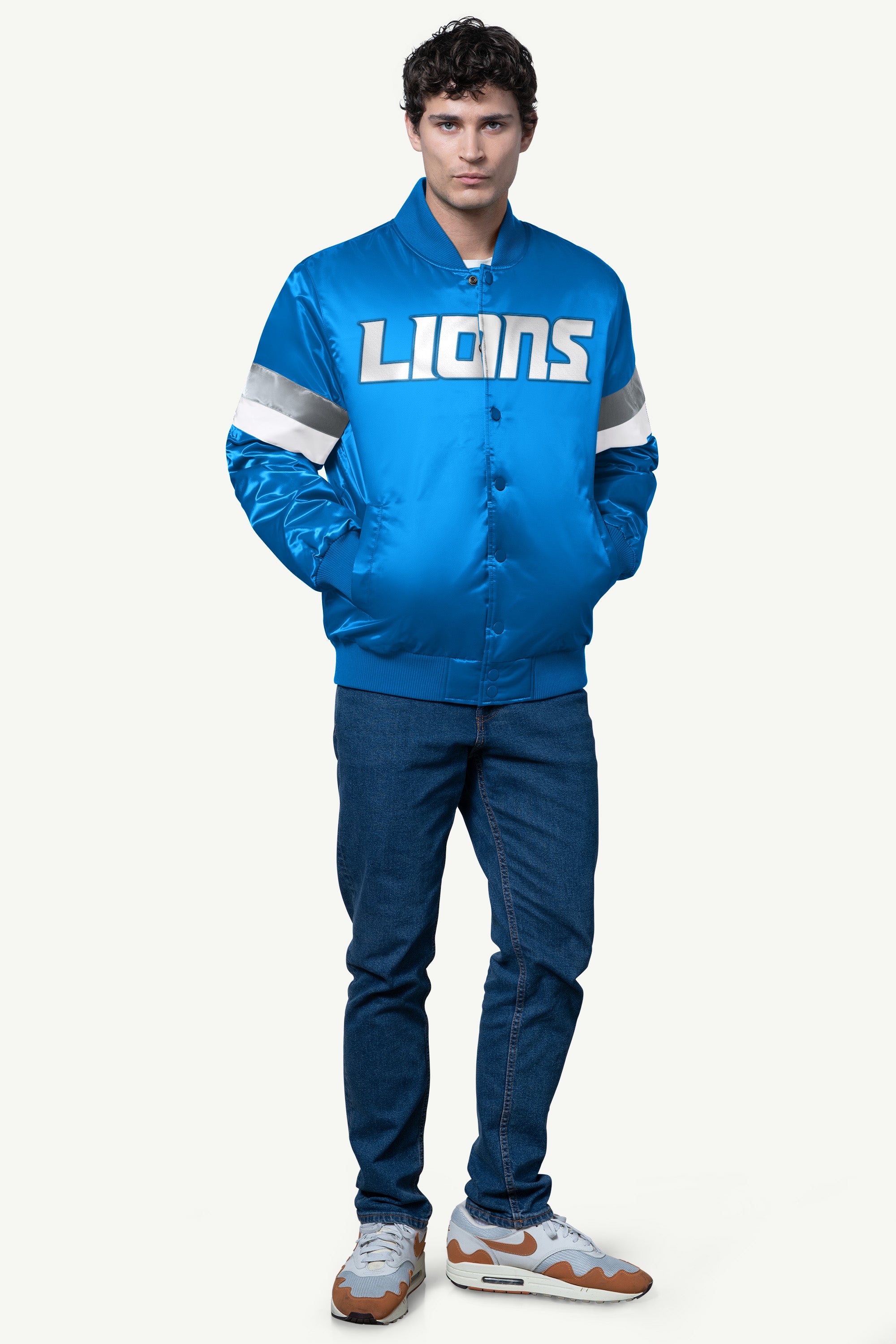 MENS DETROIT LIONS SATIN VARSITY JACKET View 3 | Detroit Lions MENS DETROIT LIONS SATIN VARSITY JACKET View 3 | Detroit Lions