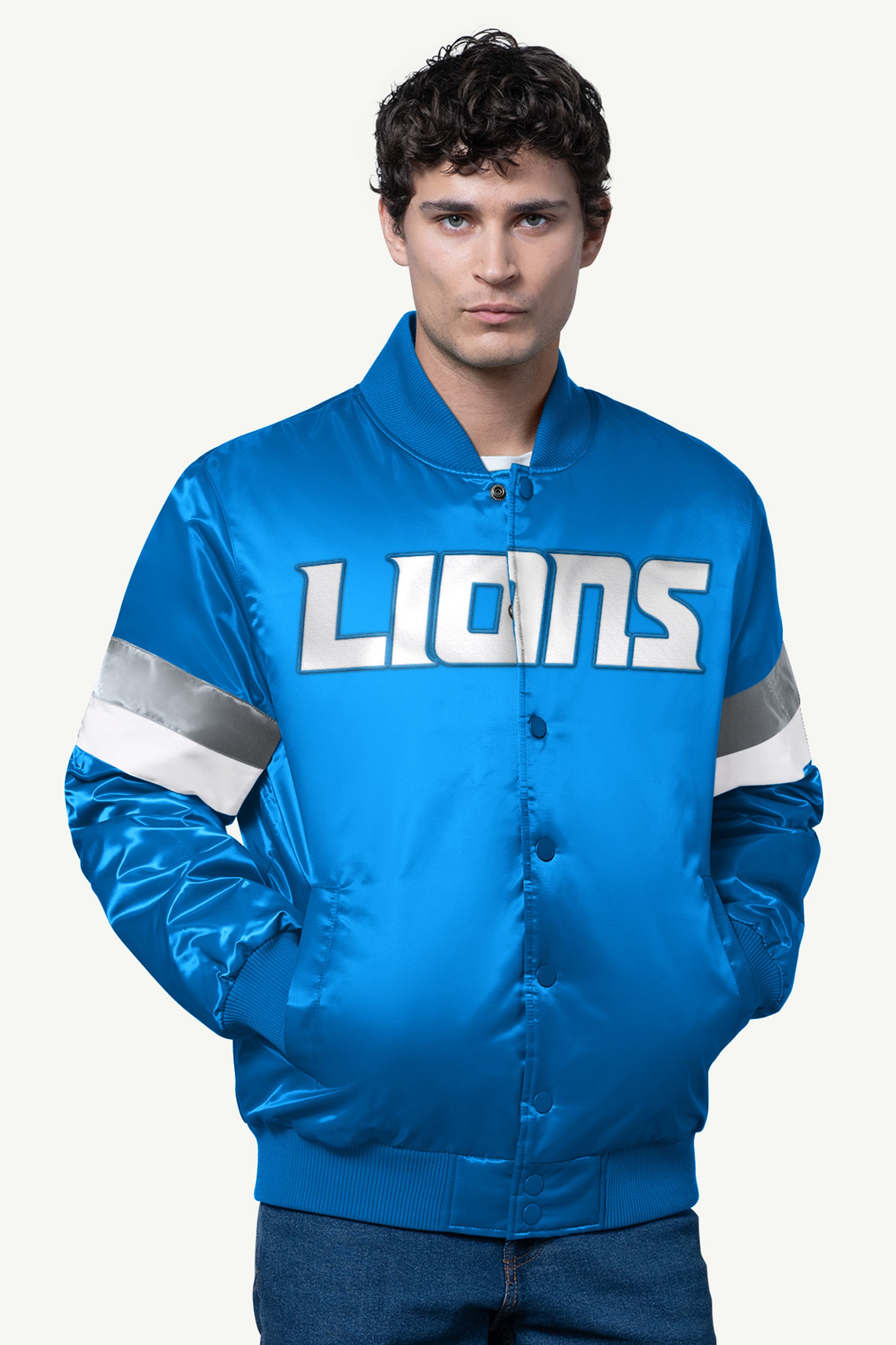MENS DETROIT LIONS SATIN VARSITY JACKET View 1 | Detroit Lions MENS DETROIT LIONS SATIN VARSITY JACKET View 1 | Detroit Lions
