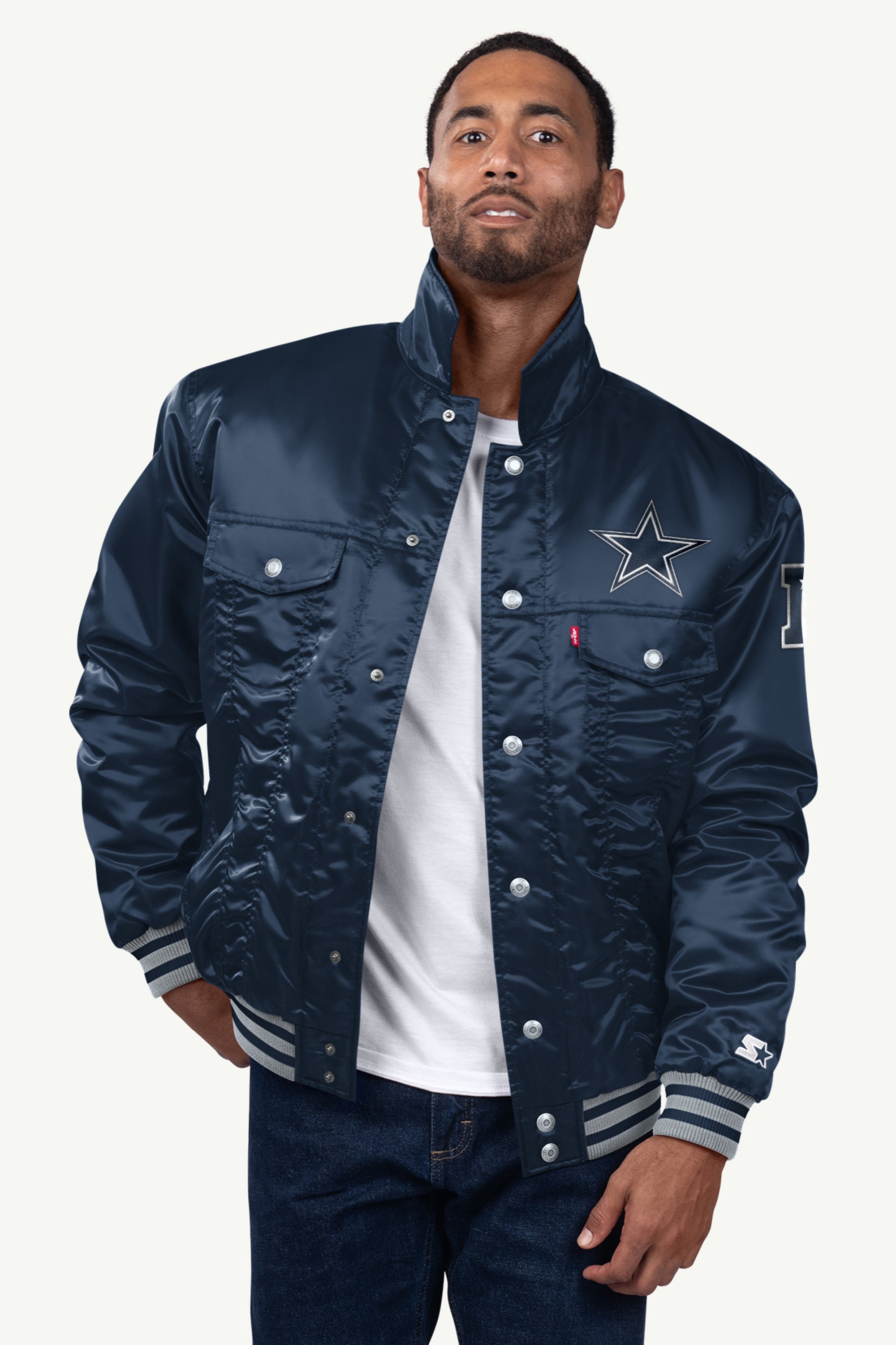 STARTER X LEVI'S DALLAS COWBOYS SATIN FULL-SNAP JACKET View 1 | Men's T-Shirts STARTER X LEVI'S DALLAS COWBOYS SATIN FULL-SNAP JACKET View 1 | Men's T-Shirts