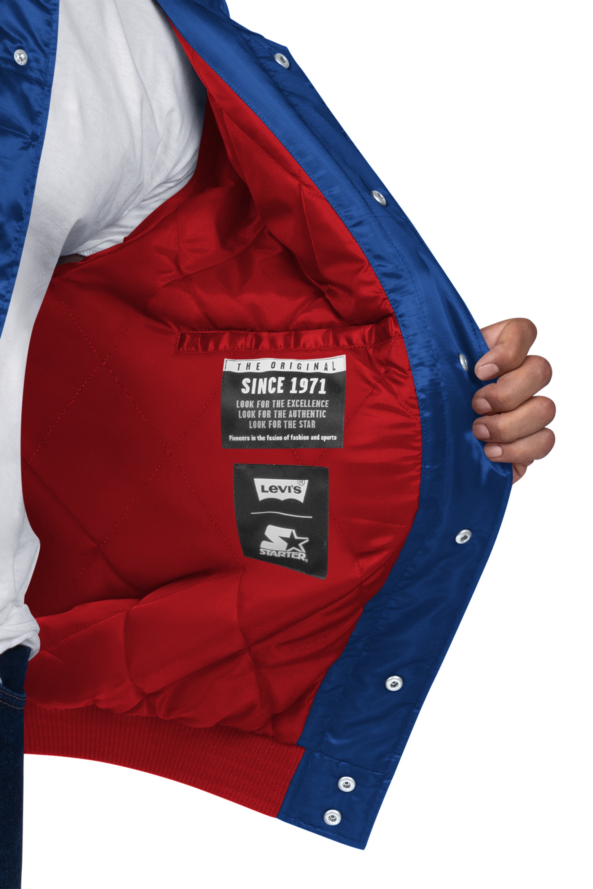 STARTER X LEVI'S NEW YORK GIANTS SATIN FULL-SNAP JACKET View 3 STARTER X LEVI'S NEW YORK GIANTS SATIN FULL-SNAP JACKET View 3