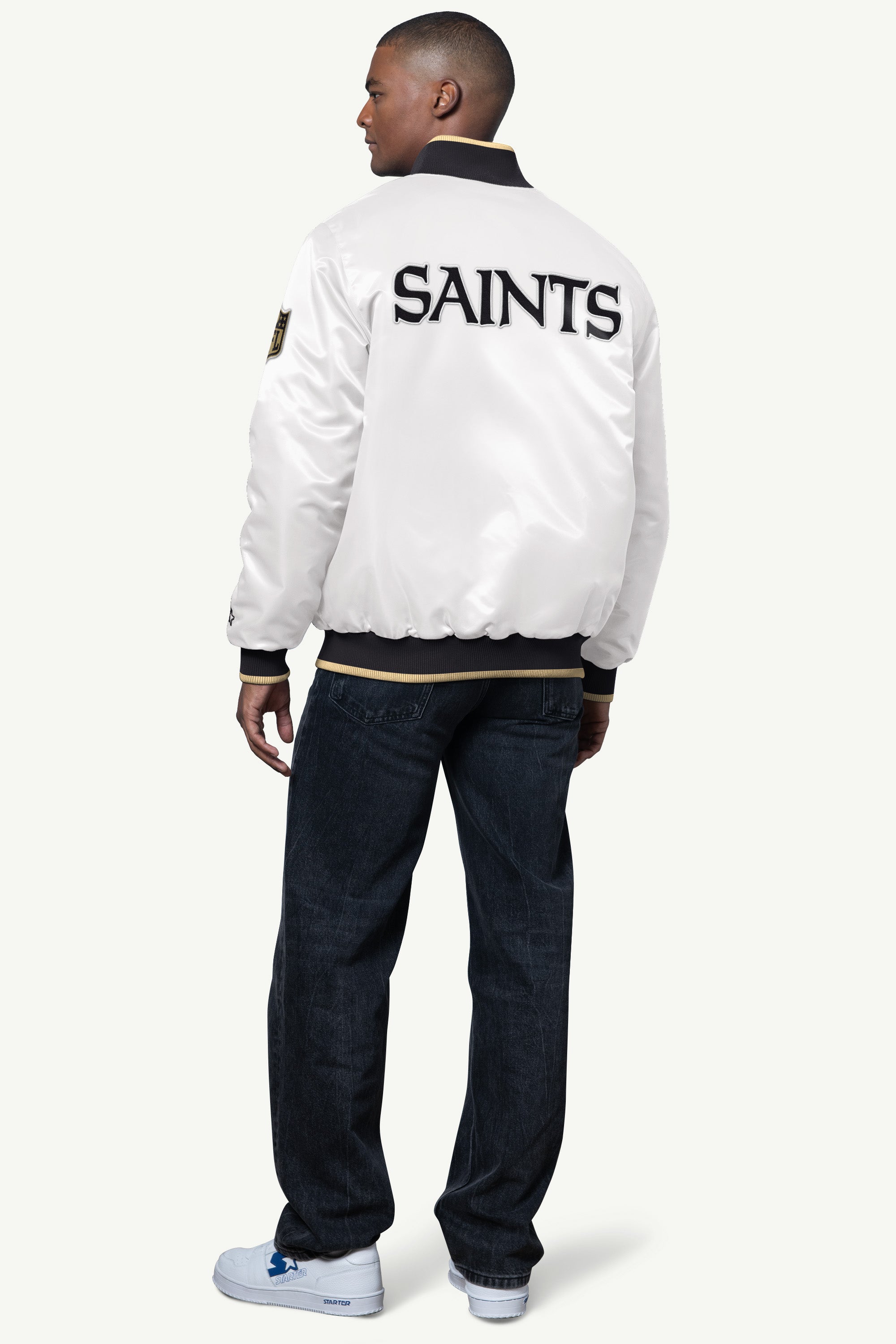 MENS NEW ORLEAN SAINTS AMBASSADOR SATIN VARSITY JACKET View 2 | New Orleans Saints MENS NEW ORLEAN SAINTS AMBASSADOR SATIN VARSITY JACKET View 2 | New Orleans Saints