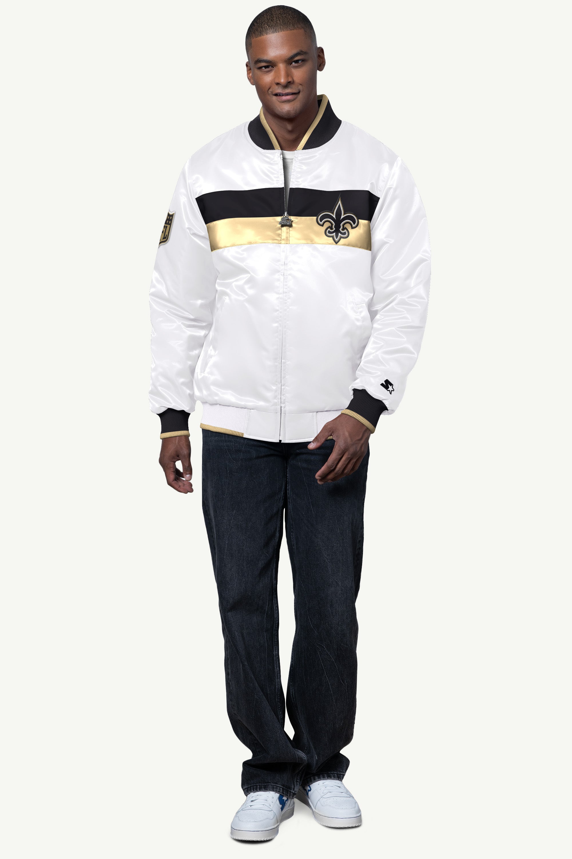 MENS NEW ORLEAN SAINTS AMBASSADOR SATIN VARSITY JACKET View 3 | All Products MENS NEW ORLEAN SAINTS AMBASSADOR SATIN VARSITY JACKET View 3 | All Products