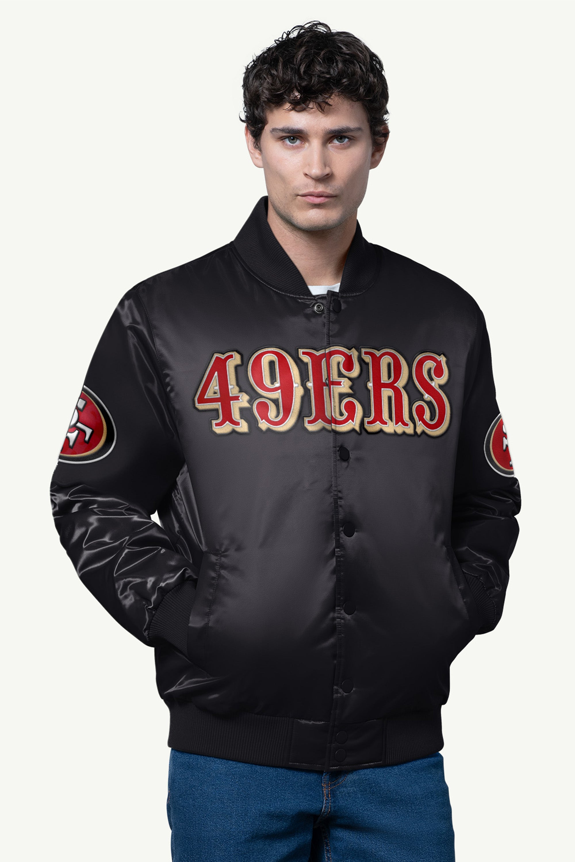 Mens San Francisco 49ers Satin Varsity Jacket | NFL | Starter