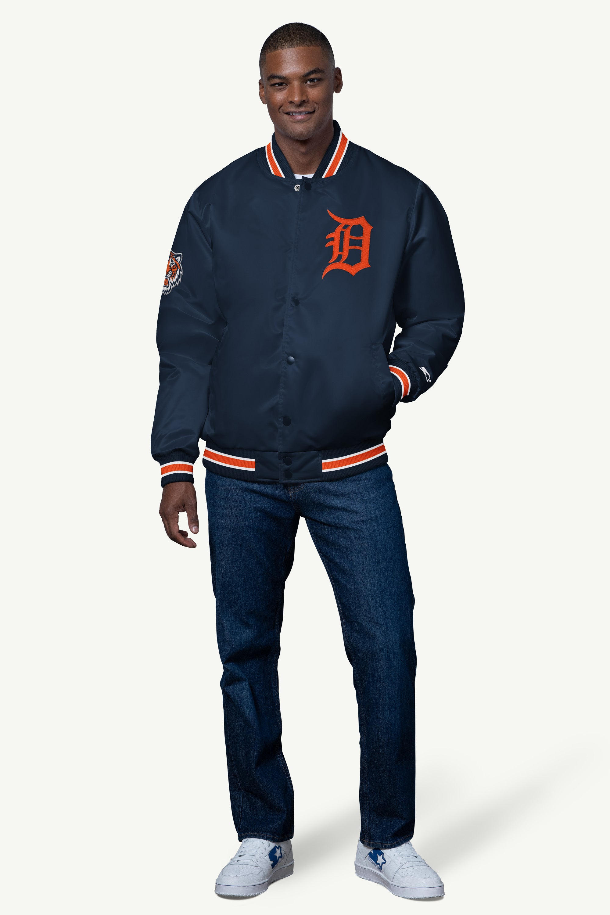 MENS DETROIT TIGERS SATIN VARSITY JACKET View 3 | Gifts Under $200 MENS DETROIT TIGERS SATIN VARSITY JACKET View 3 | Gifts Under $200