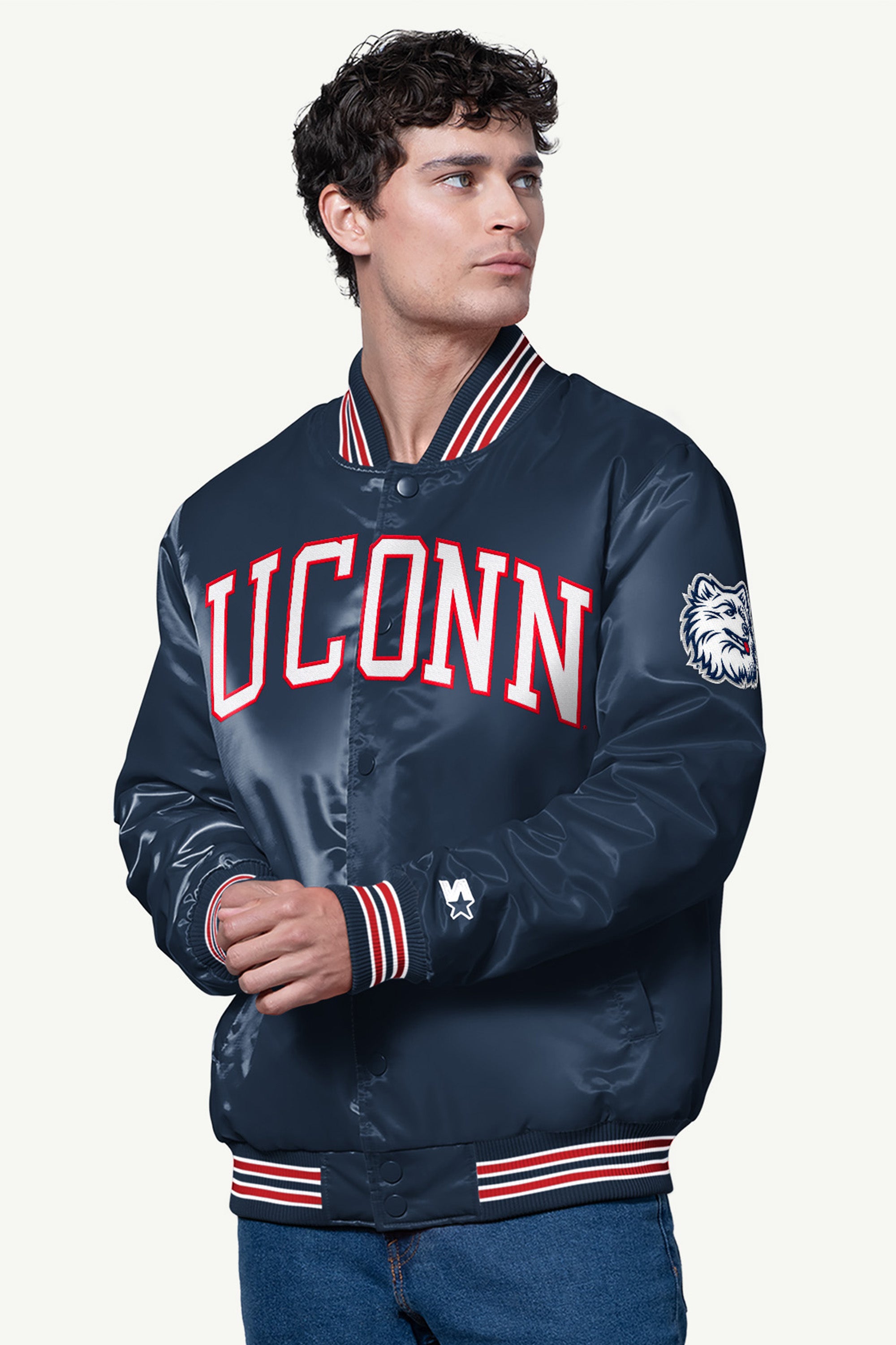 MENS UCONN HUSKIES SATIN VARSITY JACKET View 1 | NCAA MENS UCONN HUSKIES SATIN VARSITY JACKET View 1 | NCAA