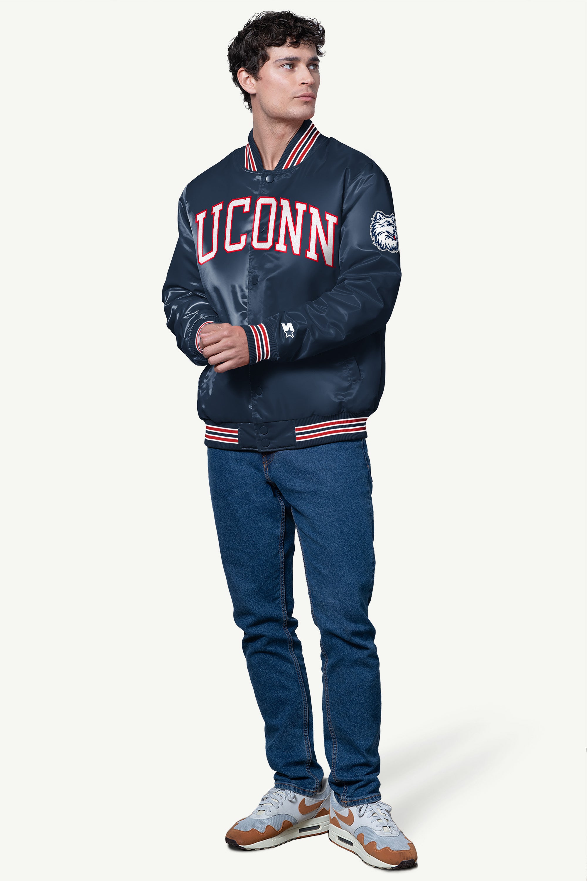 MENS UCONN HUSKIES SATIN VARSITY JACKET View 3 | NCAA MENS UCONN HUSKIES SATIN VARSITY JACKET View 3 | NCAA