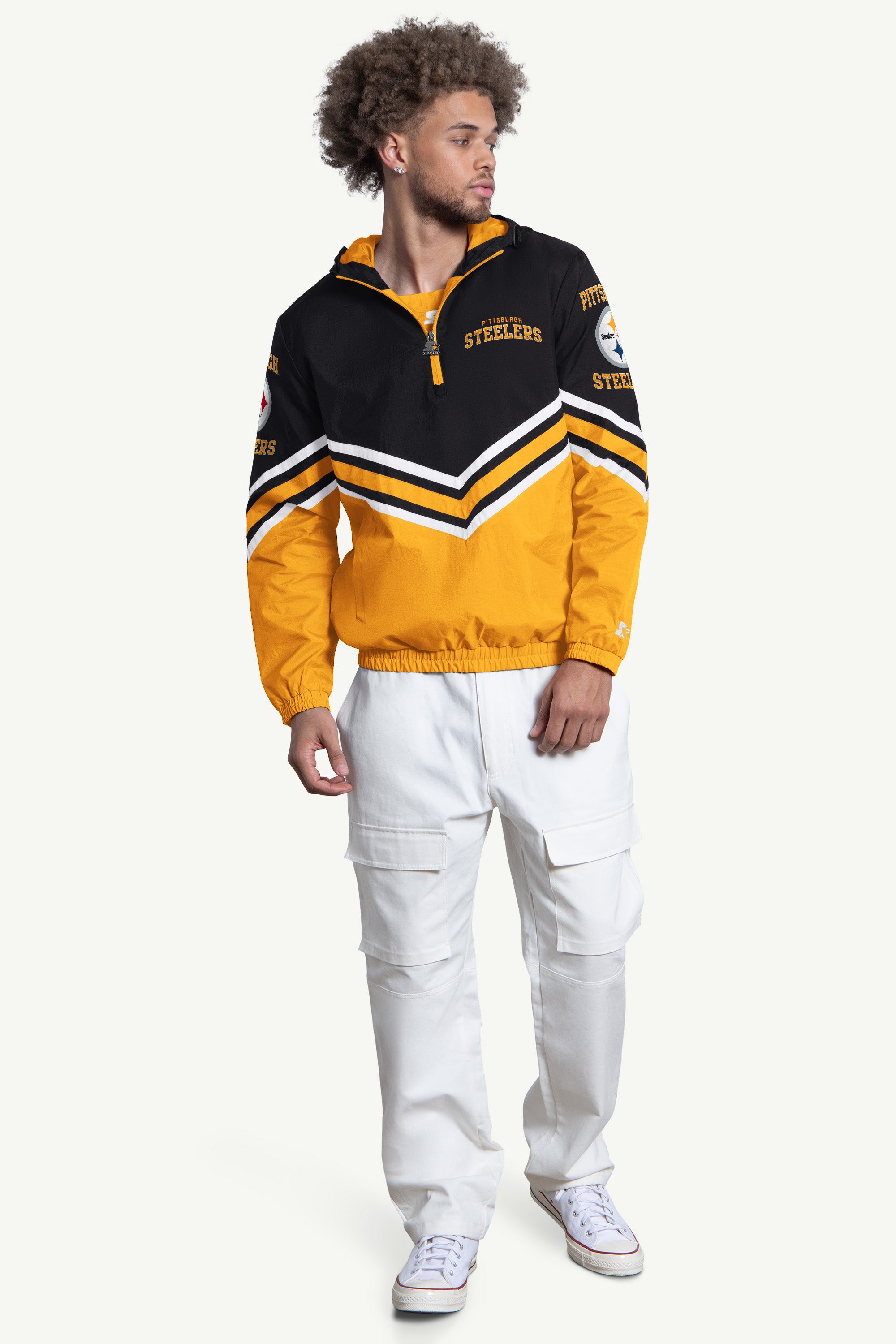 MENS PITTSBURGH STEELERS FAIR PLAY HALF ZIP HOODED PULLOVER View 3 | Starter Jackets MENS PITTSBURGH STEELERS FAIR PLAY HALF ZIP HOODED PULLOVER View 3 | Starter Jackets
