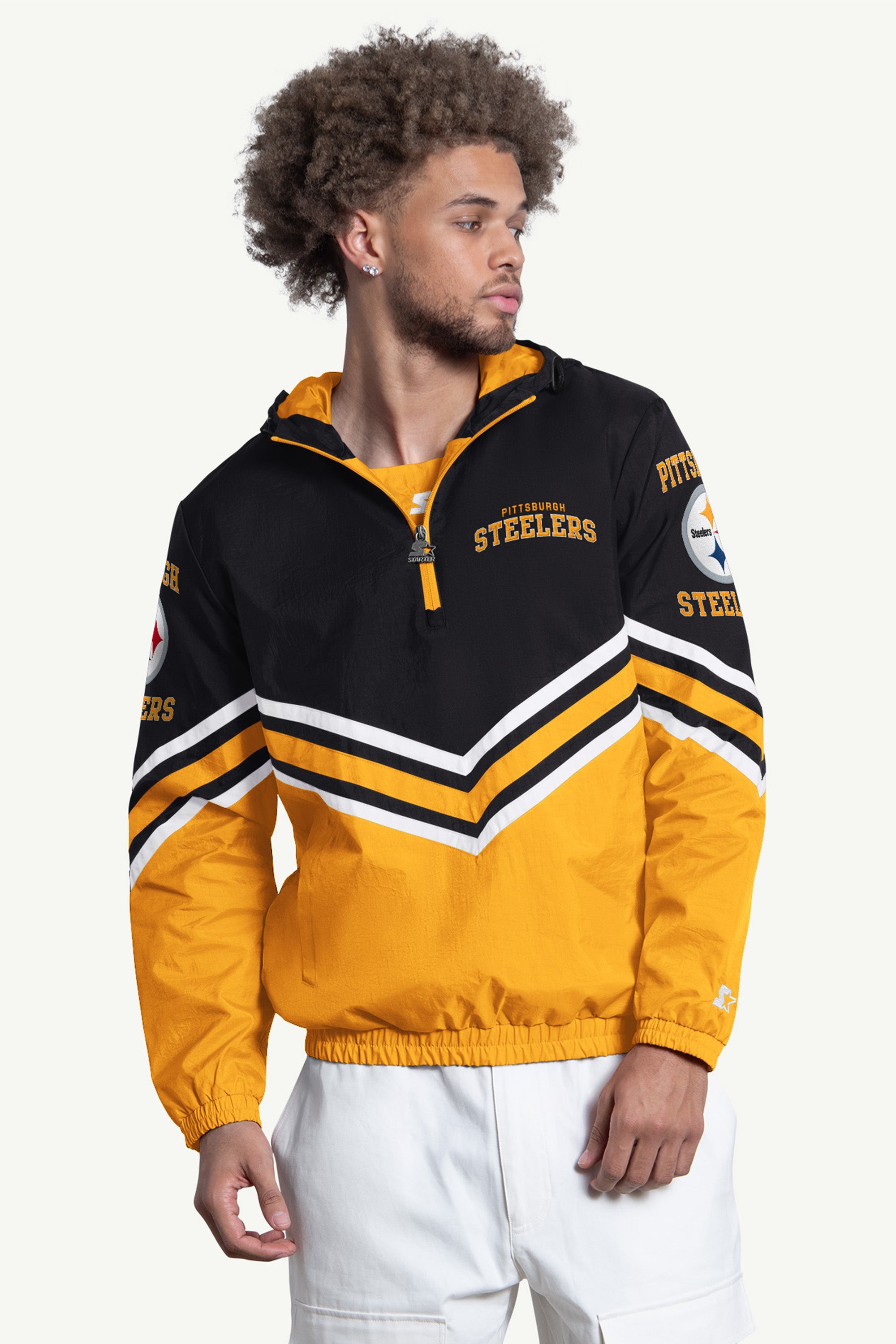 MENS PITTSBURGH STEELERS FAIR PLAY HALF ZIP HOODED PULLOVER View 1 MENS PITTSBURGH STEELERS FAIR PLAY HALF ZIP HOODED PULLOVER View 1