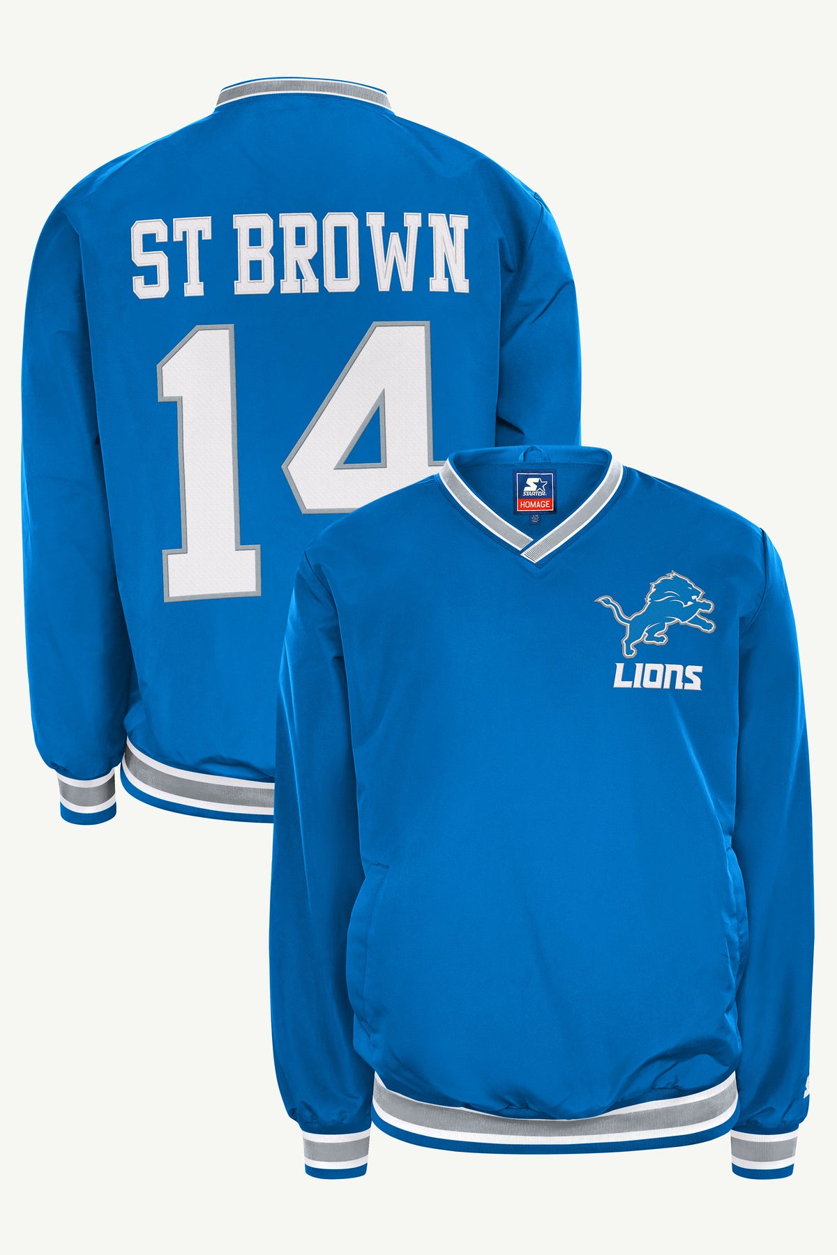 AMON-RA ST. BROWN DETROIT LIONS PLAYER PULLOVER JACKET View 1 AMON-RA ST. BROWN DETROIT LIONS PLAYER PULLOVER JACKET View 1