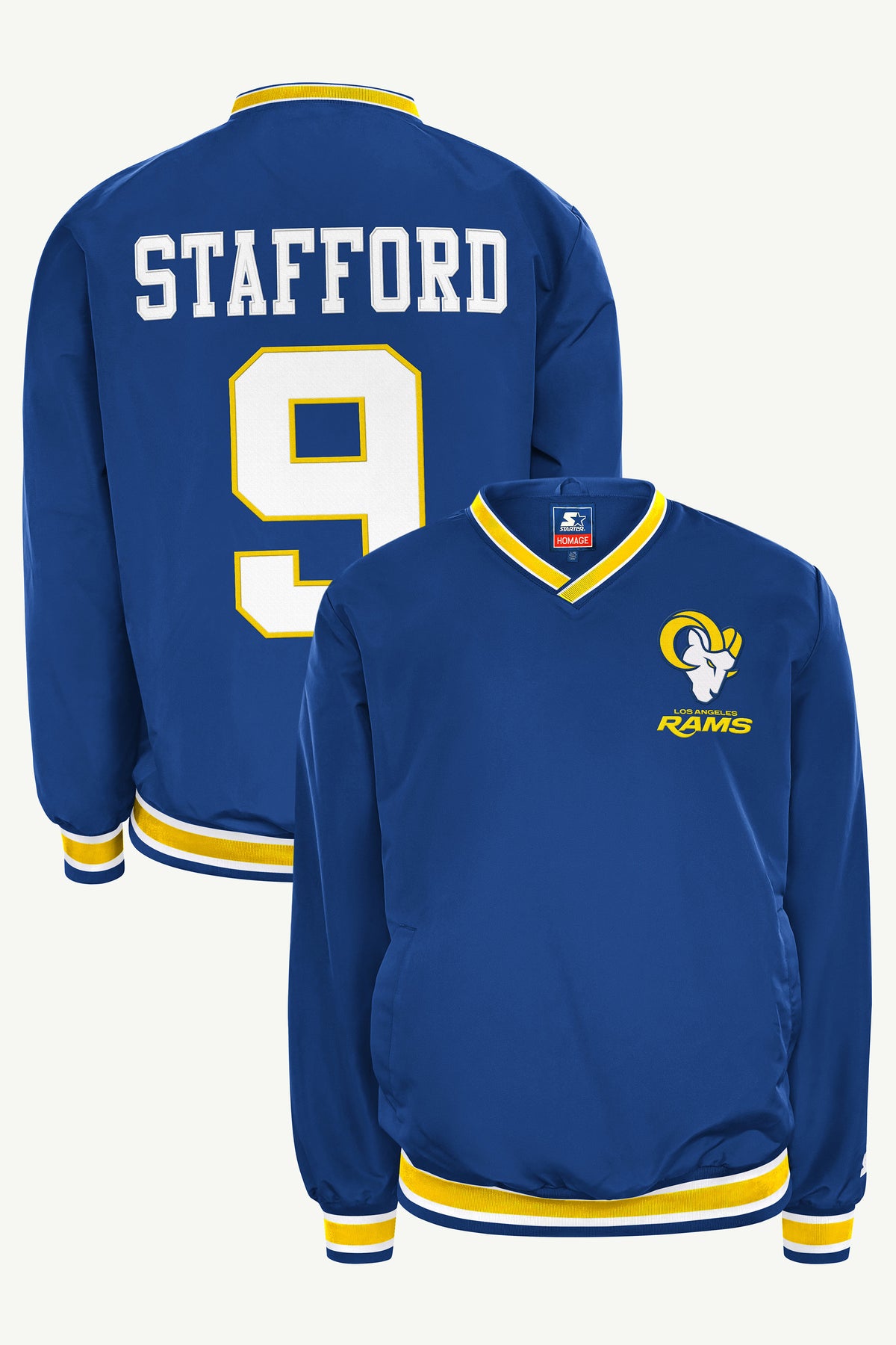 MATTHEW STAFFORD LOS ANGELES RAMS PLAYER PULLOVER JACKET View 1 MATTHEW STAFFORD LOS ANGELES RAMS PLAYER PULLOVER JACKET View 1