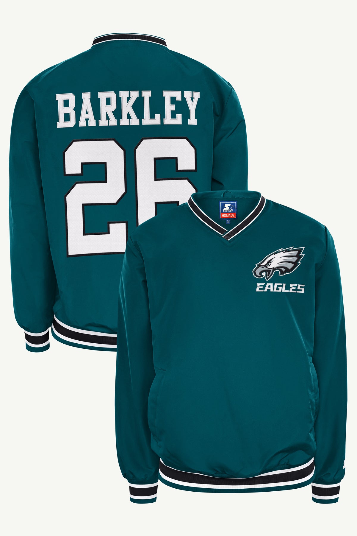 SAQUON BARKLEY PHILADELPHIA EAGLES PLAYER PULLOVER JACKET View 1 SAQUON BARKLEY PHILADELPHIA EAGLES PLAYER PULLOVER JACKET View 1
