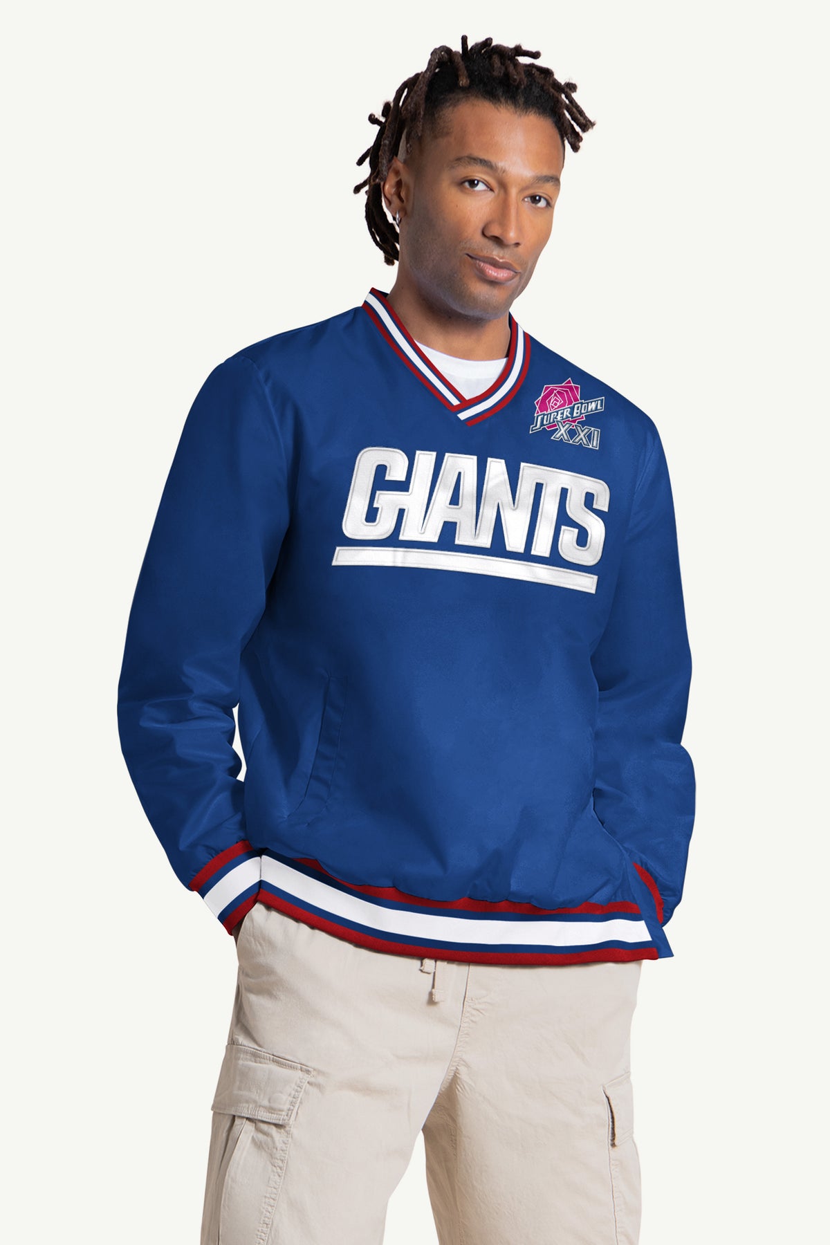 MENS NEW YORK GIANTS 40TH ANNIVERSARY V-NECK PULLOVER View 1 | Men's Starter Jackets MENS NEW YORK GIANTS 40TH ANNIVERSARY V-NECK PULLOVER View 1 | Men's Starter Jackets