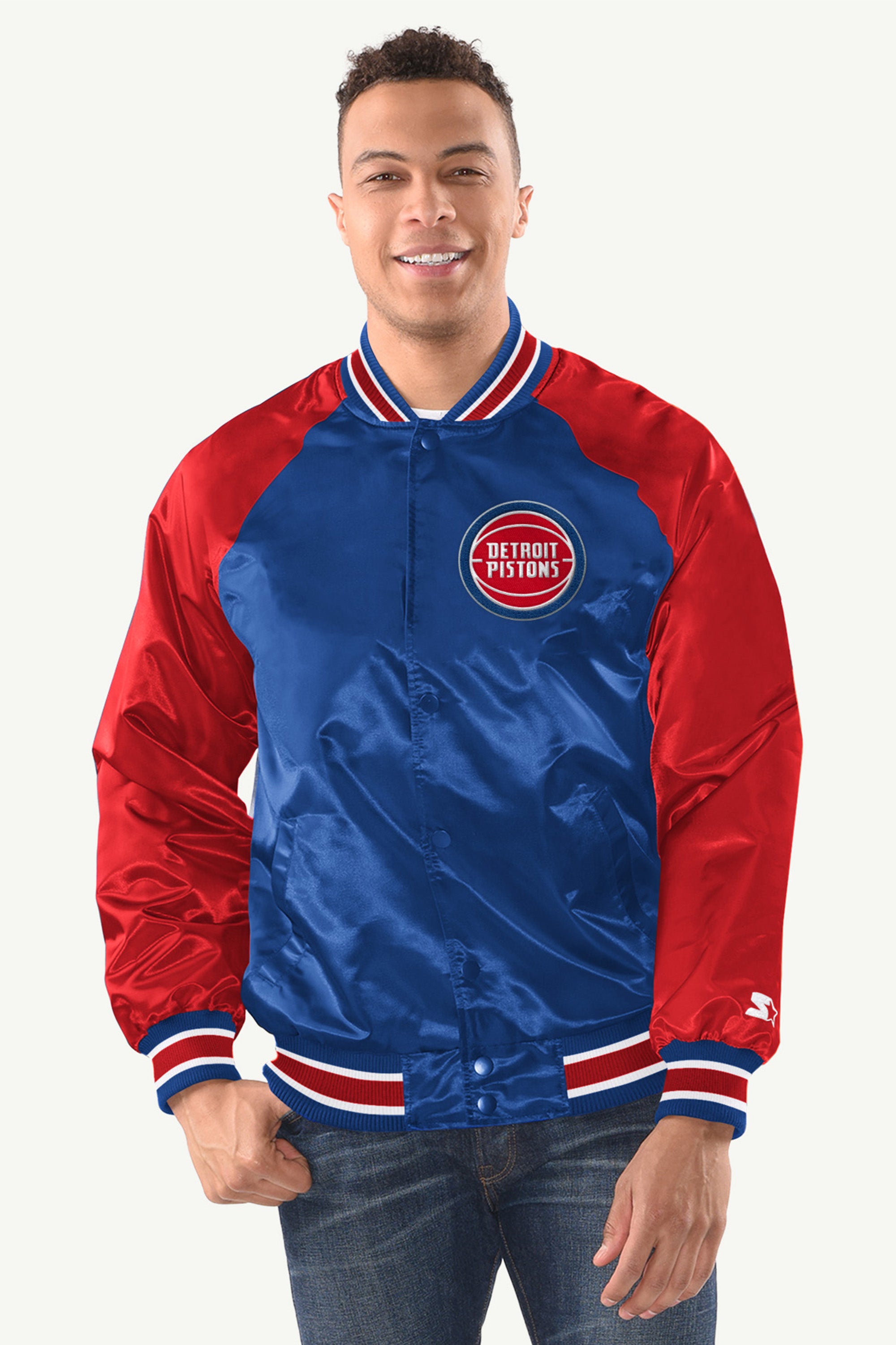 MENS DETROIT PISTONS INDUCTEE SATIN VARSITY JACKET View 1 | Detroit Pistons MENS DETROIT PISTONS INDUCTEE SATIN VARSITY JACKET View 1 | Detroit Pistons