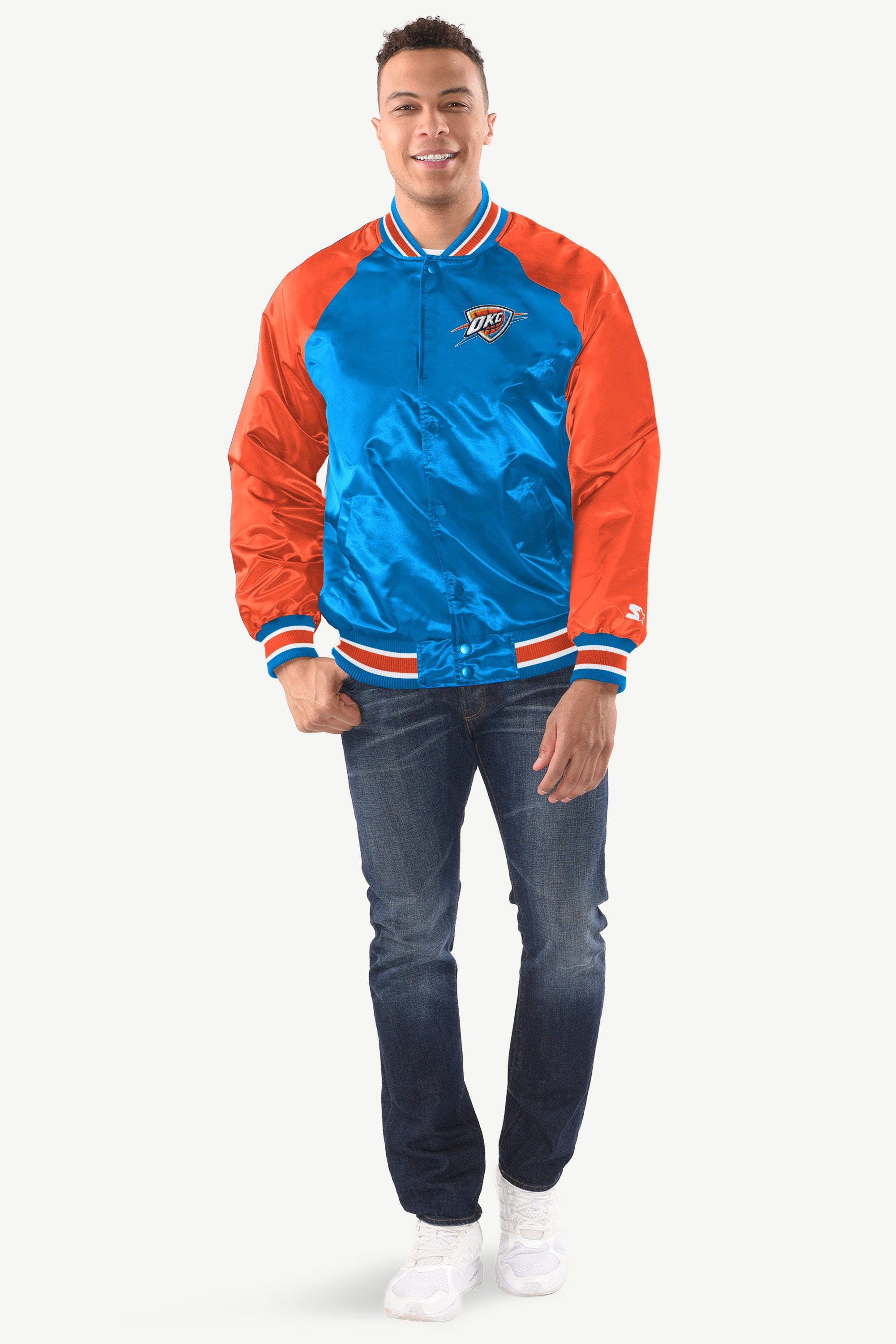 MENS OKLAHOMA CITY THUNDER INDUCTEE SATIN VARSITY JACKET View 3 MENS OKLAHOMA CITY THUNDER INDUCTEE SATIN VARSITY JACKET View 3