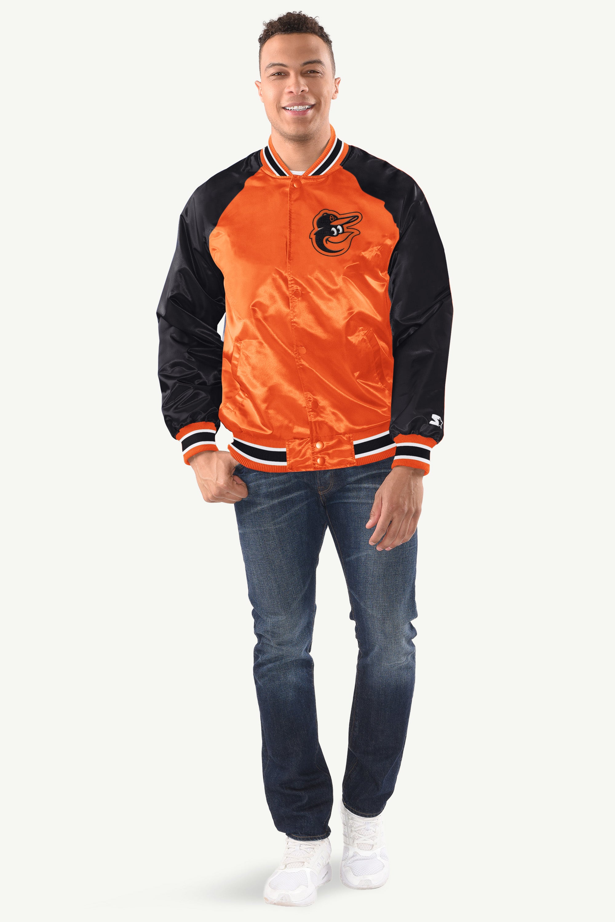 MENS BALTIMORE ORIOLES INDUCTEE SATIN VARSITY JACKET View 3 MENS BALTIMORE ORIOLES INDUCTEE SATIN VARSITY JACKET View 3