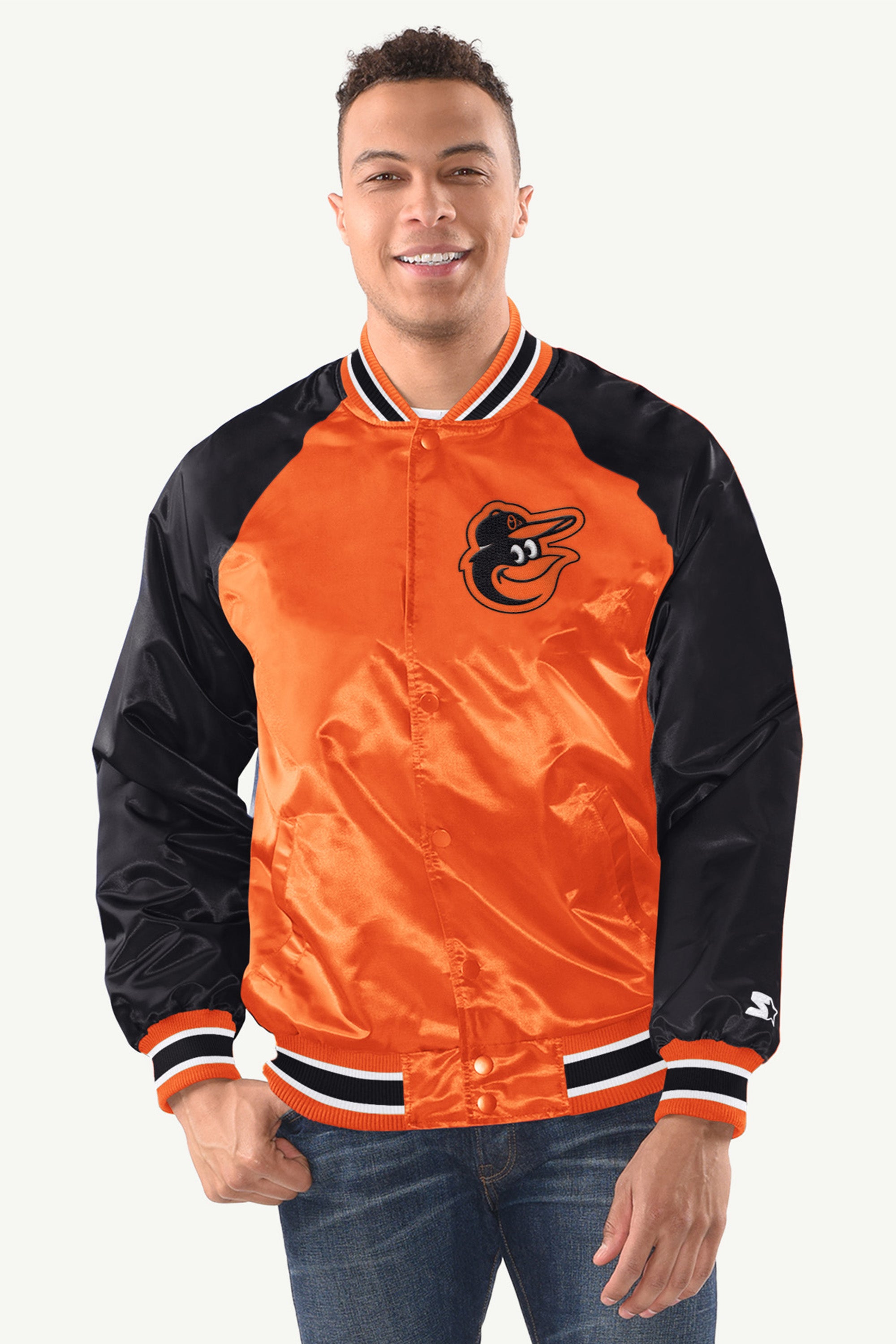 MENS BALTIMORE ORIOLES INDUCTEE SATIN VARSITY JACKET View 1 MENS BALTIMORE ORIOLES INDUCTEE SATIN VARSITY JACKET View 1