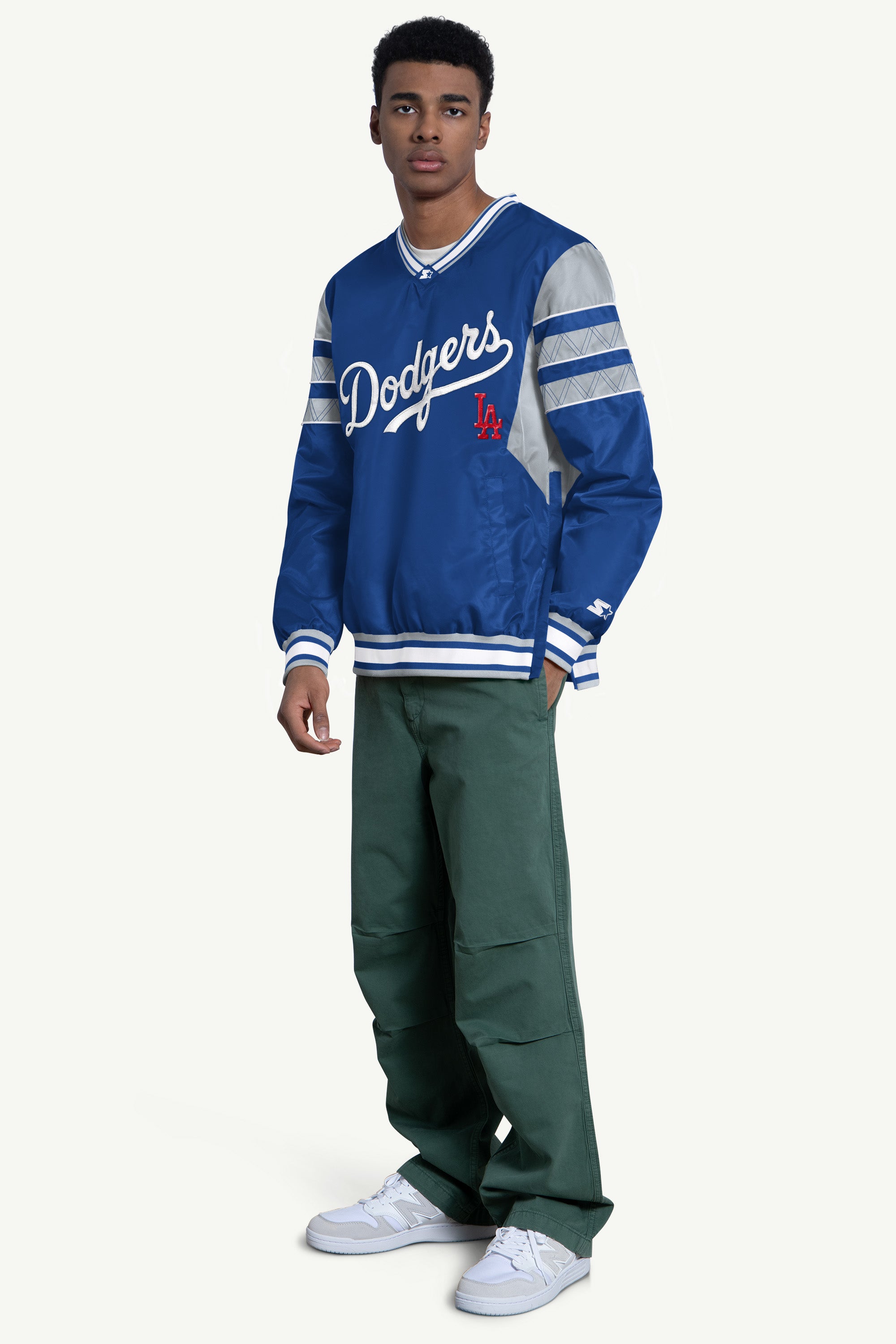 Mens Los Angeles Dodgers Enforcer V Neck Pullover Jacket | MLB