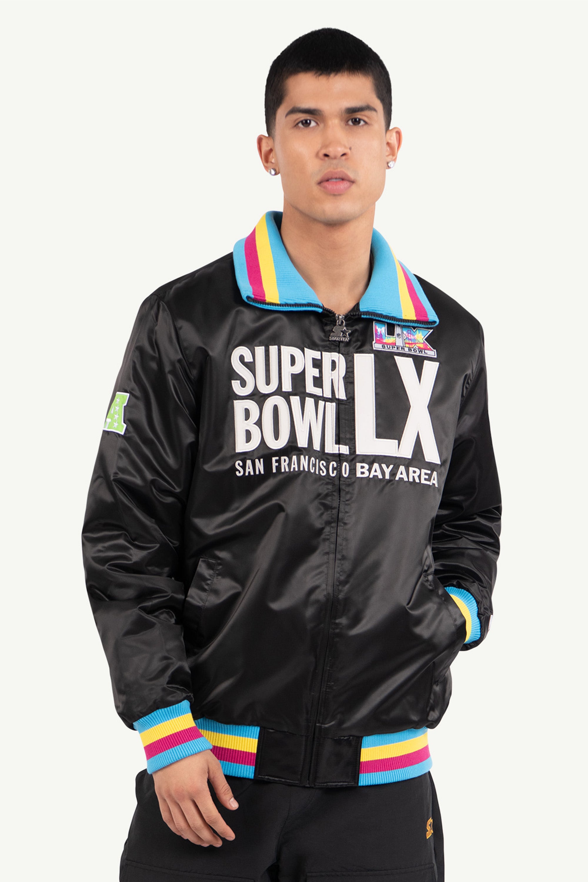 MENS SUPER BOWL LX SATIN VARSITY JACKET View 1 | NFL SUPER BOWL LX MENS SUPER BOWL LX SATIN VARSITY JACKET View 1 | NFL SUPER BOWL LX