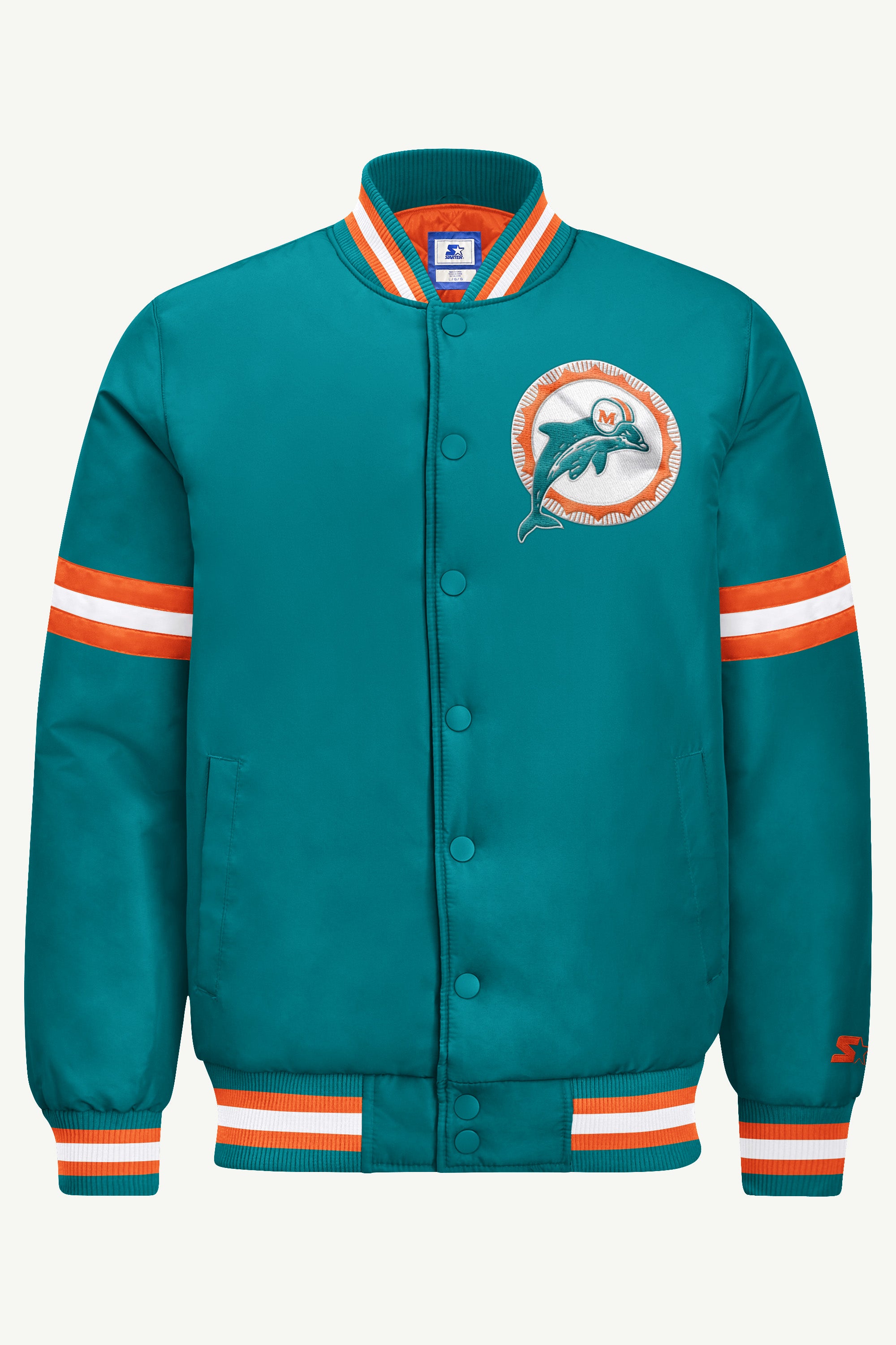 MENS MIAMI DOLPHINS COURTSIDE VARSITY JACKET View 2 MENS MIAMI DOLPHINS COURTSIDE VARSITY JACKET View 2