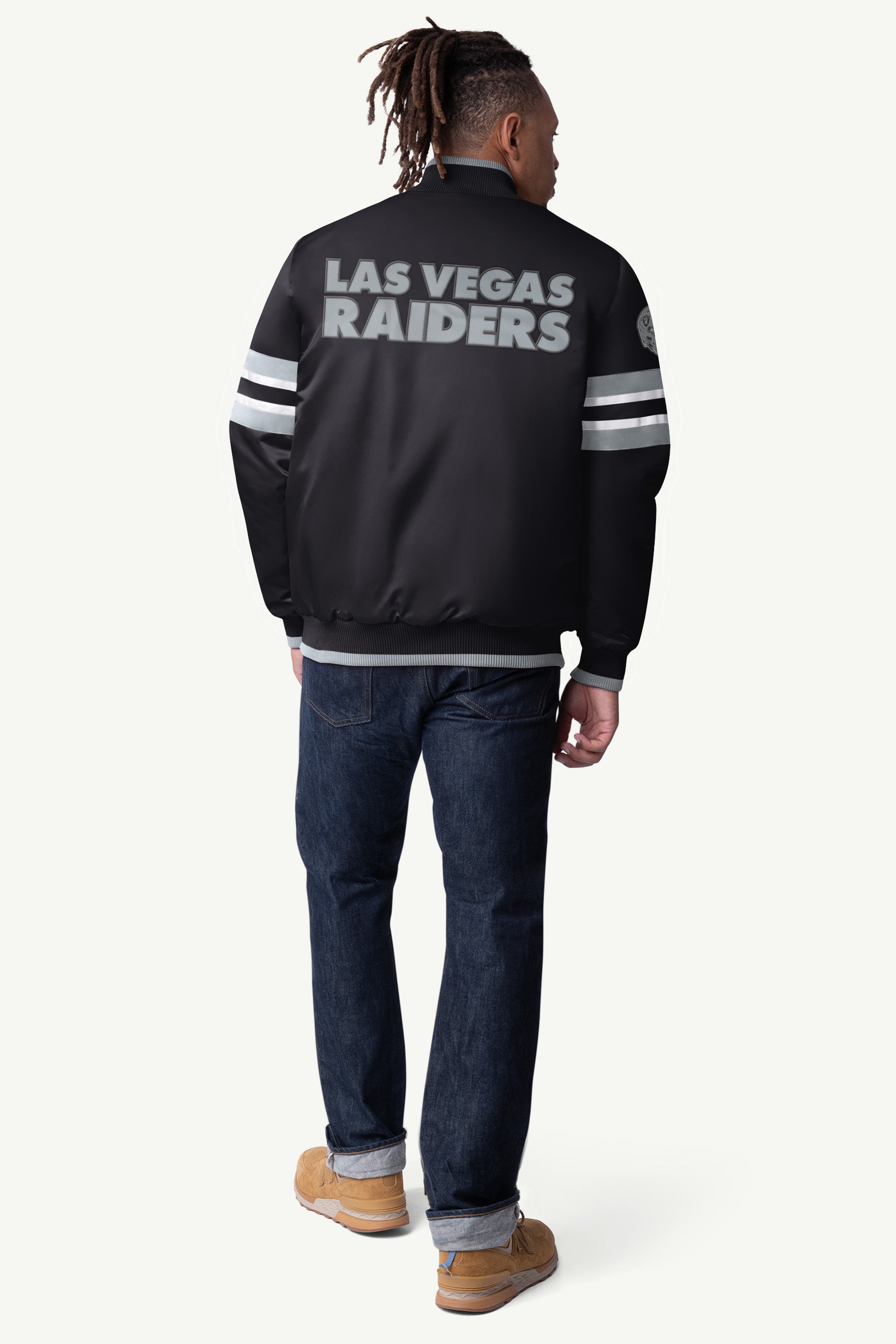 MENS LAS VEGAS RAIDERS SATIN VARSITY JACKET View 2 | Starter Jackets MENS LAS VEGAS RAIDERS SATIN VARSITY JACKET View 2 | Starter Jackets