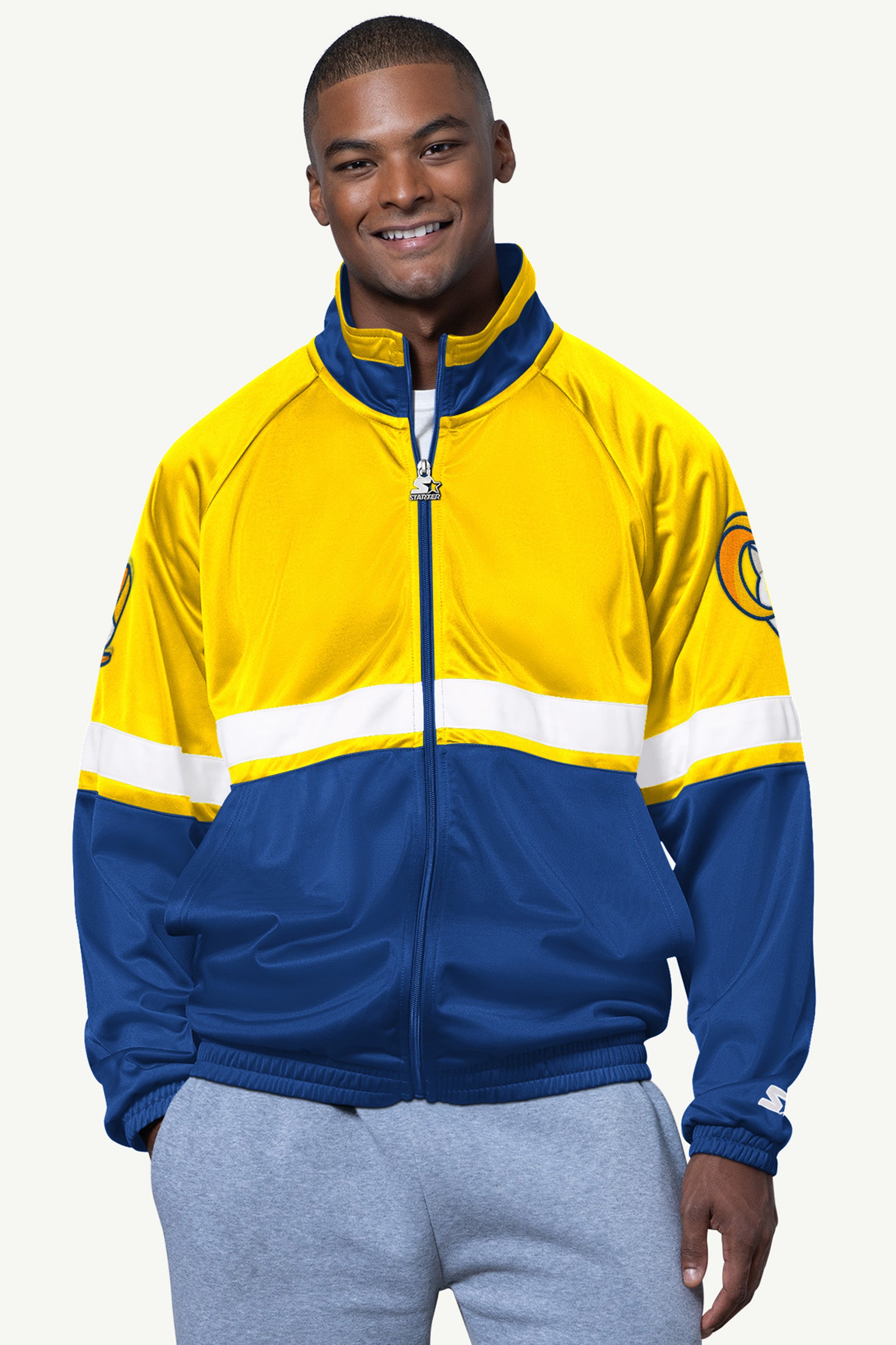MENS LOS ANGELES RAMS VETERAN TRACK JACKET View 1 MENS LOS ANGELES RAMS VETERAN TRACK JACKET View 1