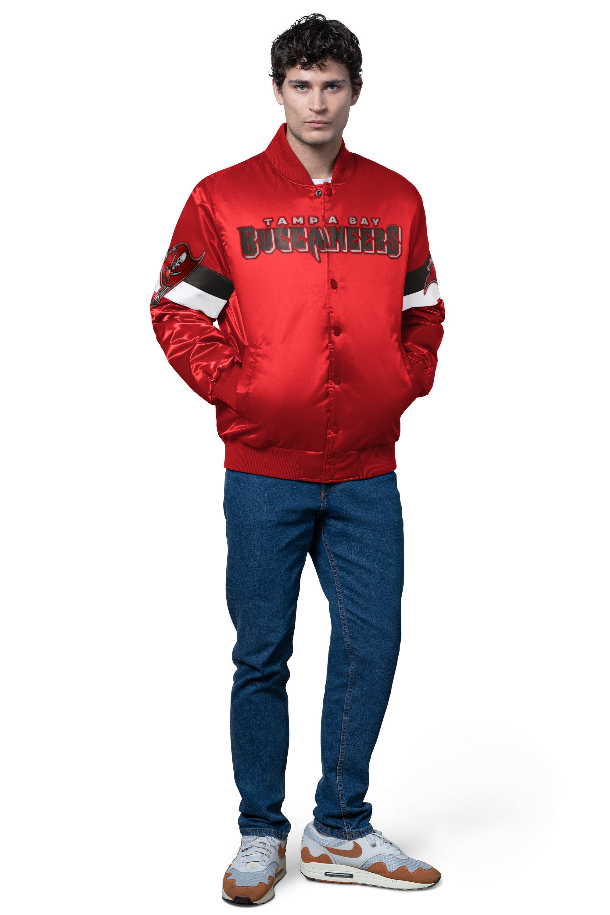 MENS TAMPA BAY BUCCANEERS TRIPLE OPTION SATIN VARSITY JACKET View 3 | Men's Jackets MENS TAMPA BAY BUCCANEERS TRIPLE OPTION SATIN VARSITY JACKET View 3 | Men's Jackets