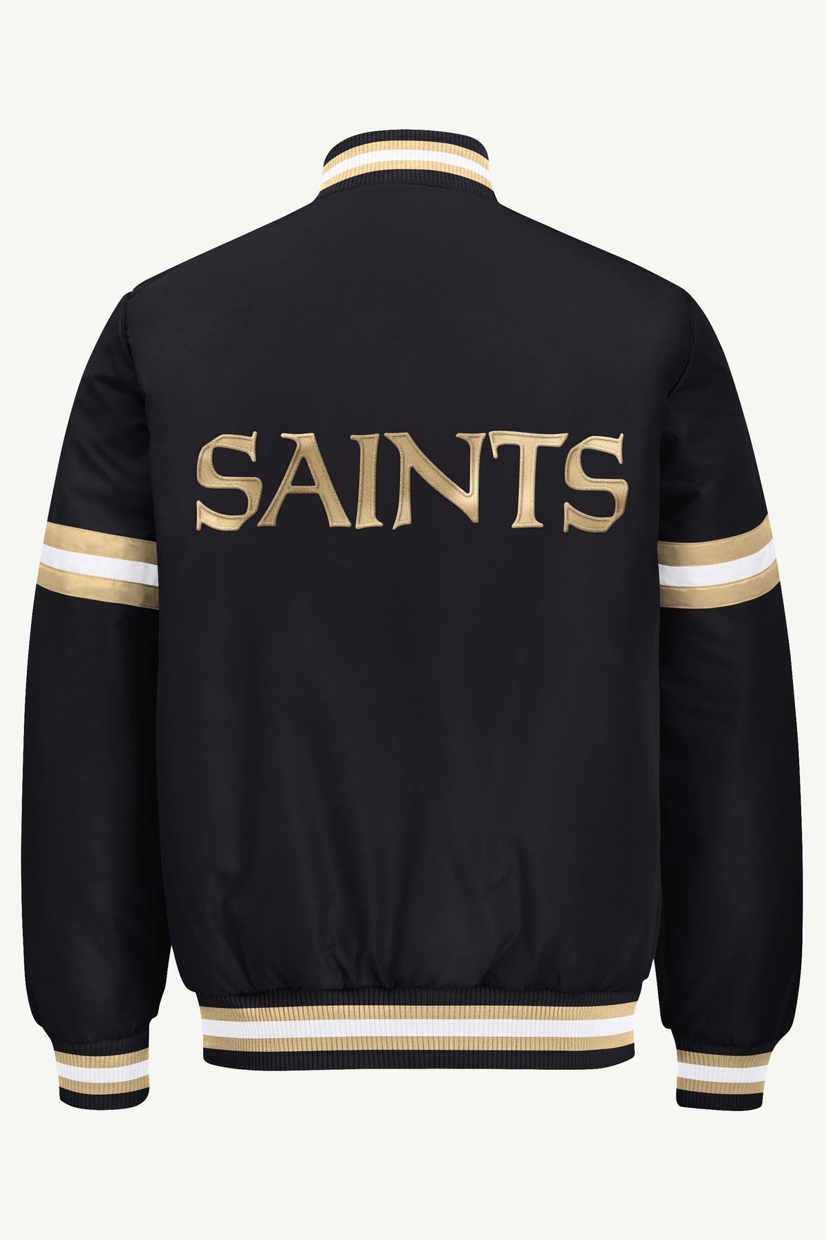 MENS NEW ORLEANS SAINTS COURTSIDE SATIN VARSITY JACKET View 3 MENS NEW ORLEANS SAINTS COURTSIDE SATIN VARSITY JACKET View 3