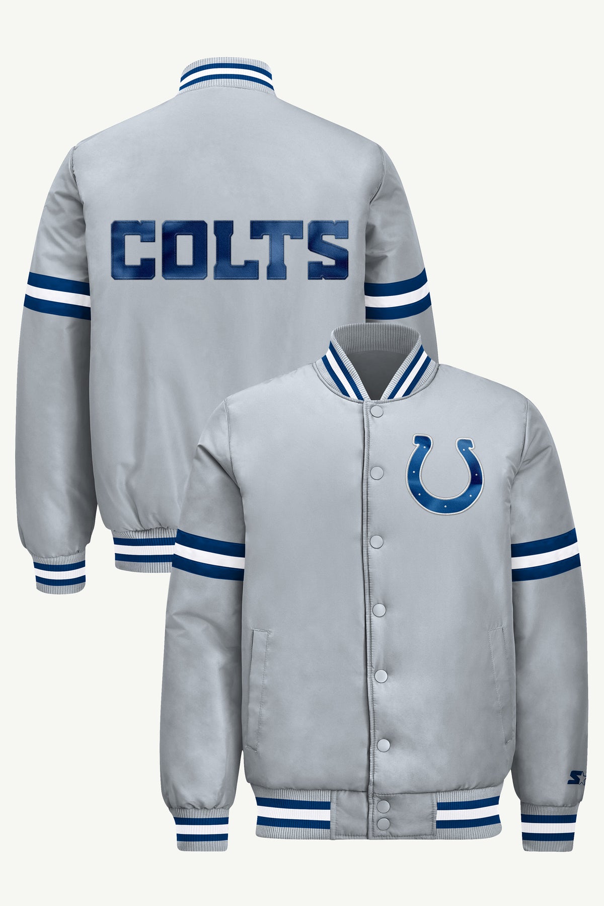 MENS INDIANAPOLIS COLTS COURTSIDE VARSITY JACKET View 1 MENS INDIANAPOLIS COLTS COURTSIDE VARSITY JACKET View 1