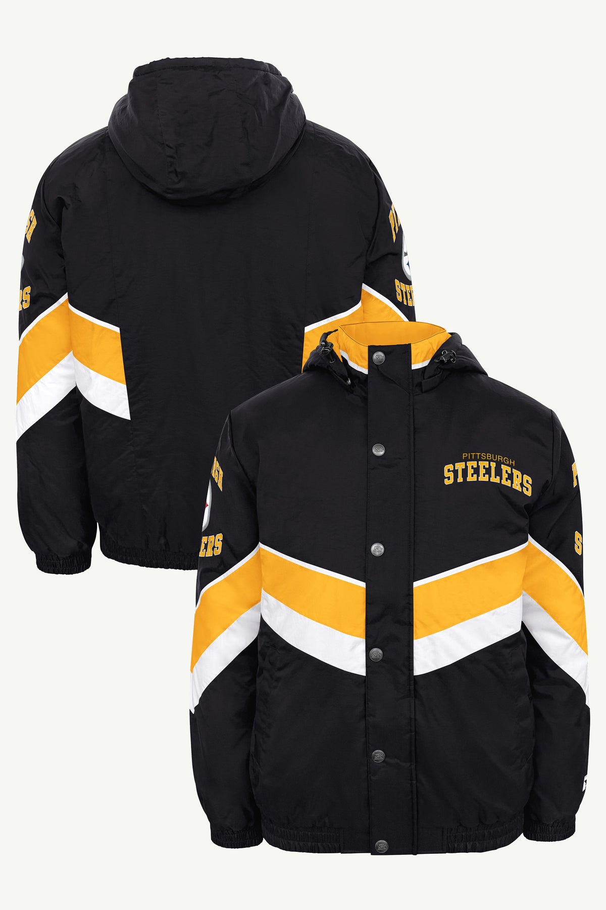 MENS PITTSBURGH STEELERS CHEVRON FULL ZIP JACKET View 1 MENS PITTSBURGH STEELERS CHEVRON FULL ZIP JACKET View 1