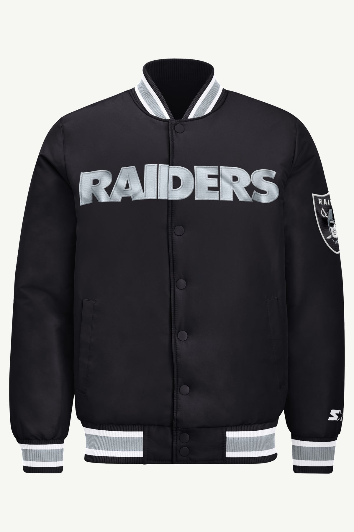 MENS LAS VEGAS RAIDERS ACROSS SATIN VARSITY JACKET View 2 | Men's Starter Jackets MENS LAS VEGAS RAIDERS ACROSS SATIN VARSITY JACKET View 2 | Men's Starter Jackets