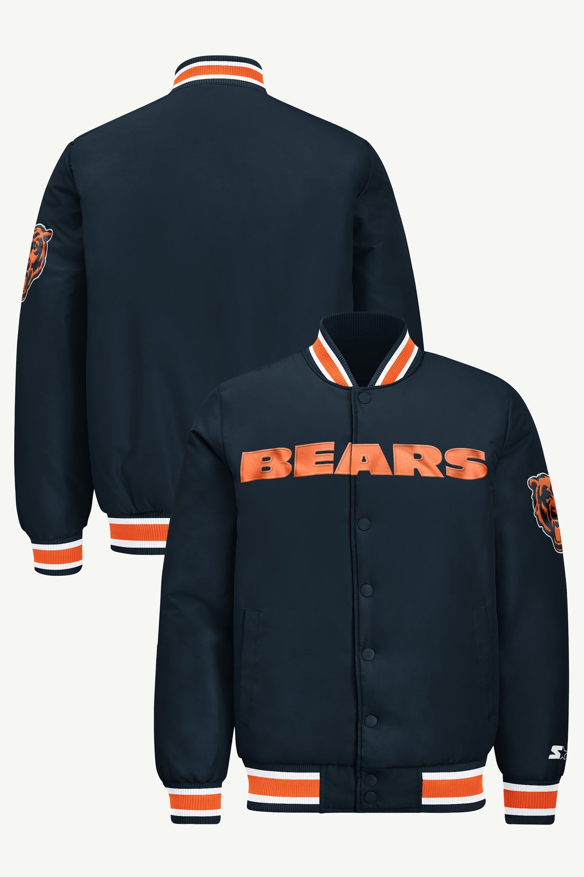 MENS CHICAGO BEARS ACROSS SATIN VARSITY JACKET View 1 | Men's Starter Jackets MENS CHICAGO BEARS ACROSS SATIN VARSITY JACKET View 1 | Men's Starter Jackets