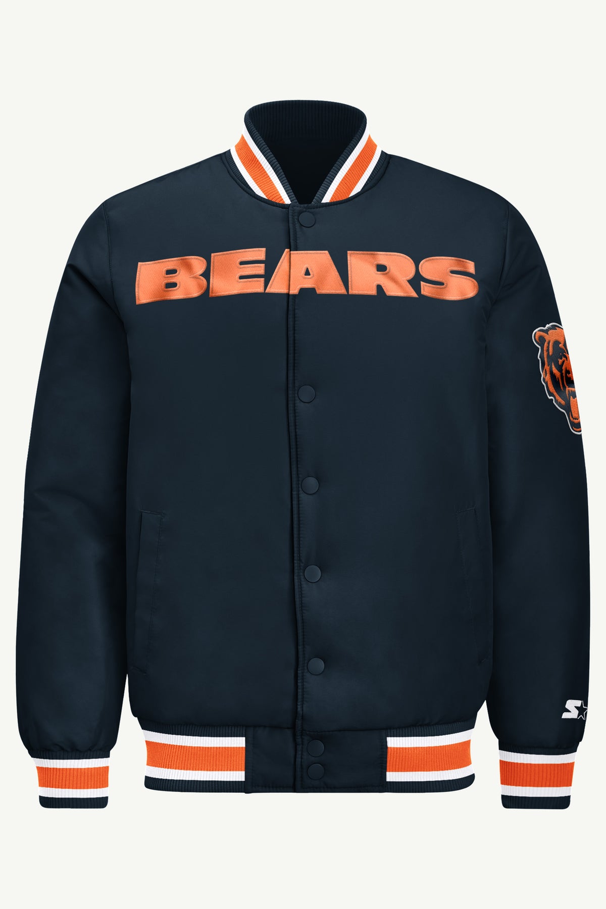 MENS CHICAGO BEARS ACROSS SATIN VARSITY JACKET View 2 MENS CHICAGO BEARS ACROSS SATIN VARSITY JACKET View 2