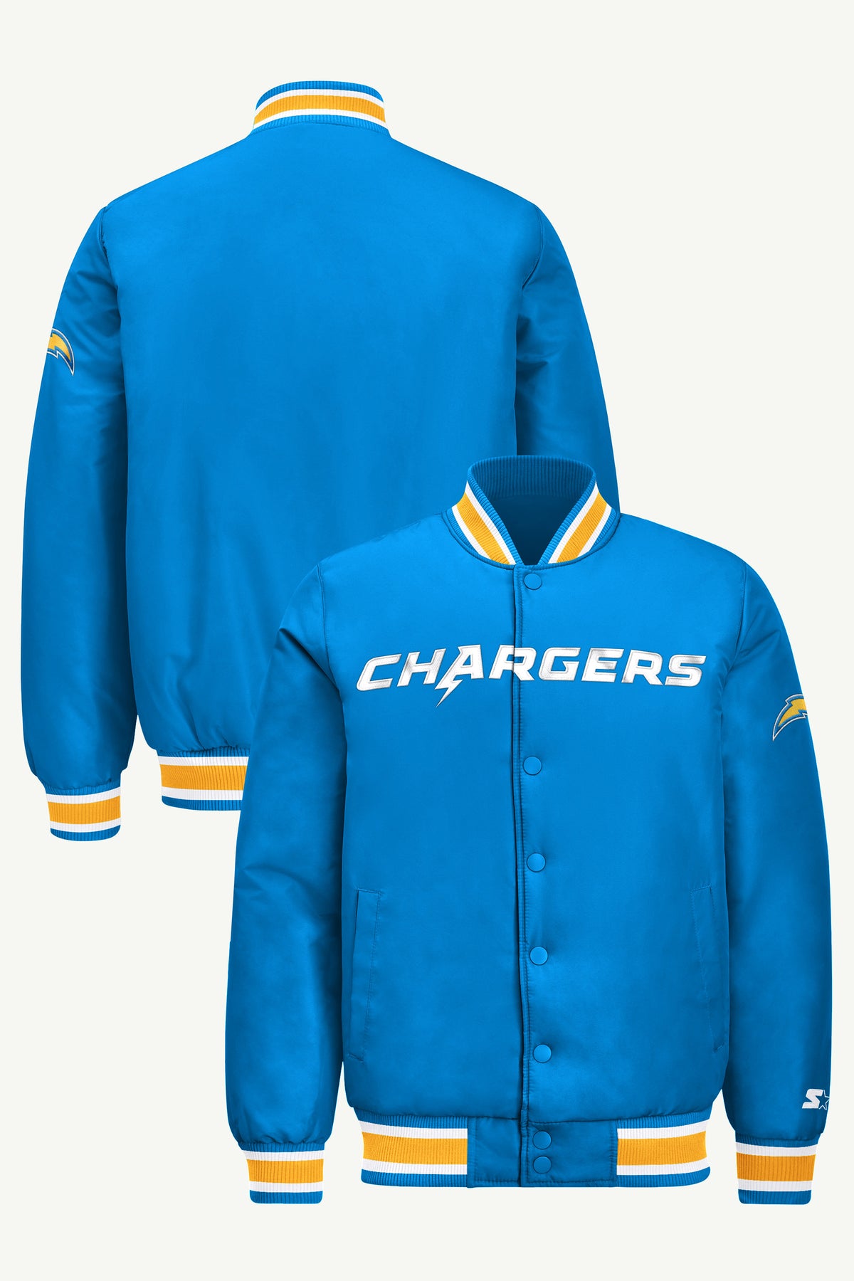 MENS LOS ANGELES CHARGERS ACROSS SATIN VARSITY JACKET View 1 | Men's Starter Jackets MENS LOS ANGELES CHARGERS ACROSS SATIN VARSITY JACKET View 1 | Men's Starter Jackets