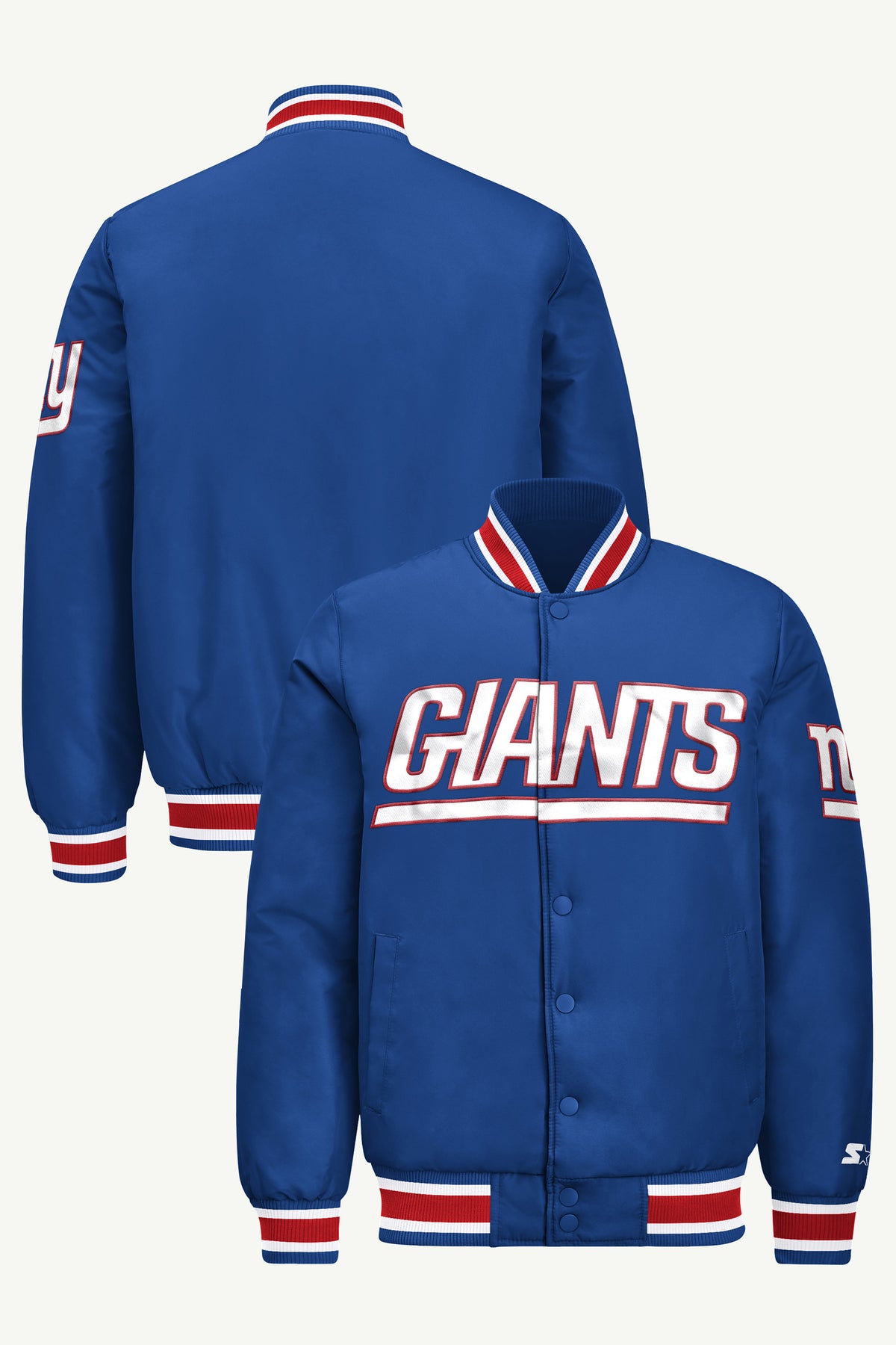 MENS NEW YORK GIANTS ACROSS SATIN VARSITY JACKET View 1 MENS NEW YORK GIANTS ACROSS SATIN VARSITY JACKET View 1